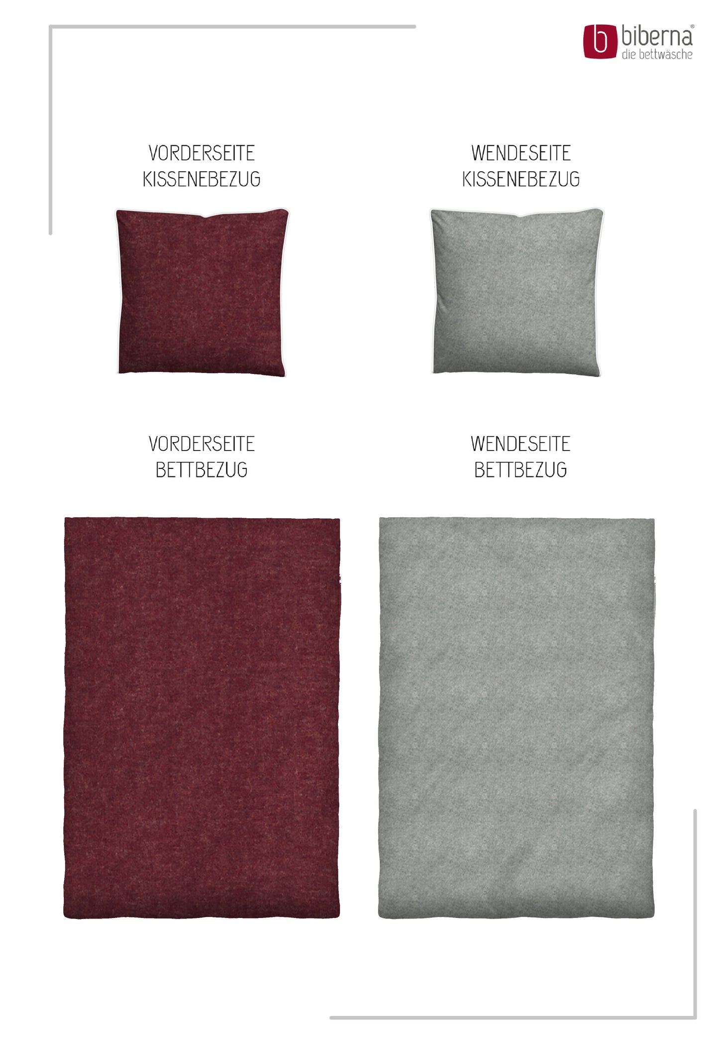 biberna Melange-Flanell Bettwäsche Burgund – Produktdetail