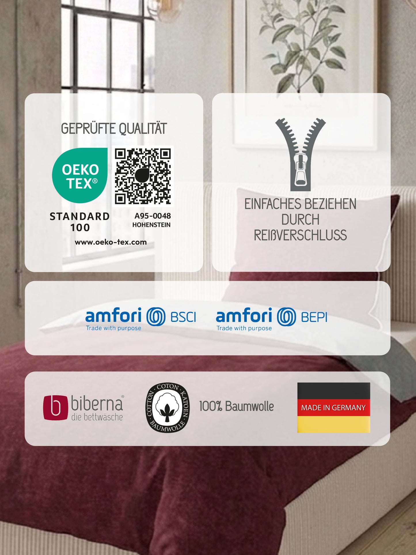 biberna Melange-Flanell Bettwäsche Burgund – Produktdetail