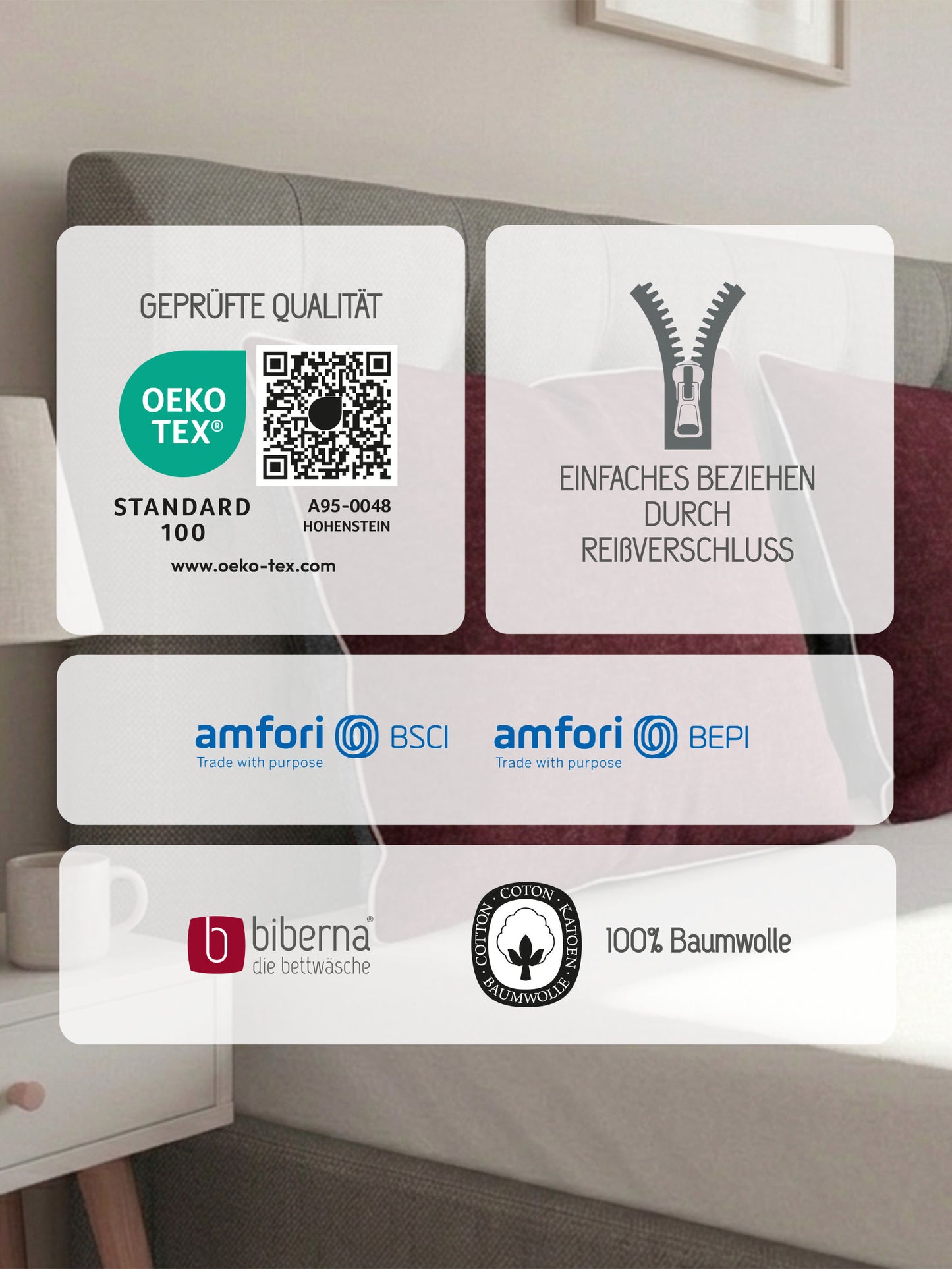 biberna Melange-Flanell Kissenbezug Burgund – Produktdetail