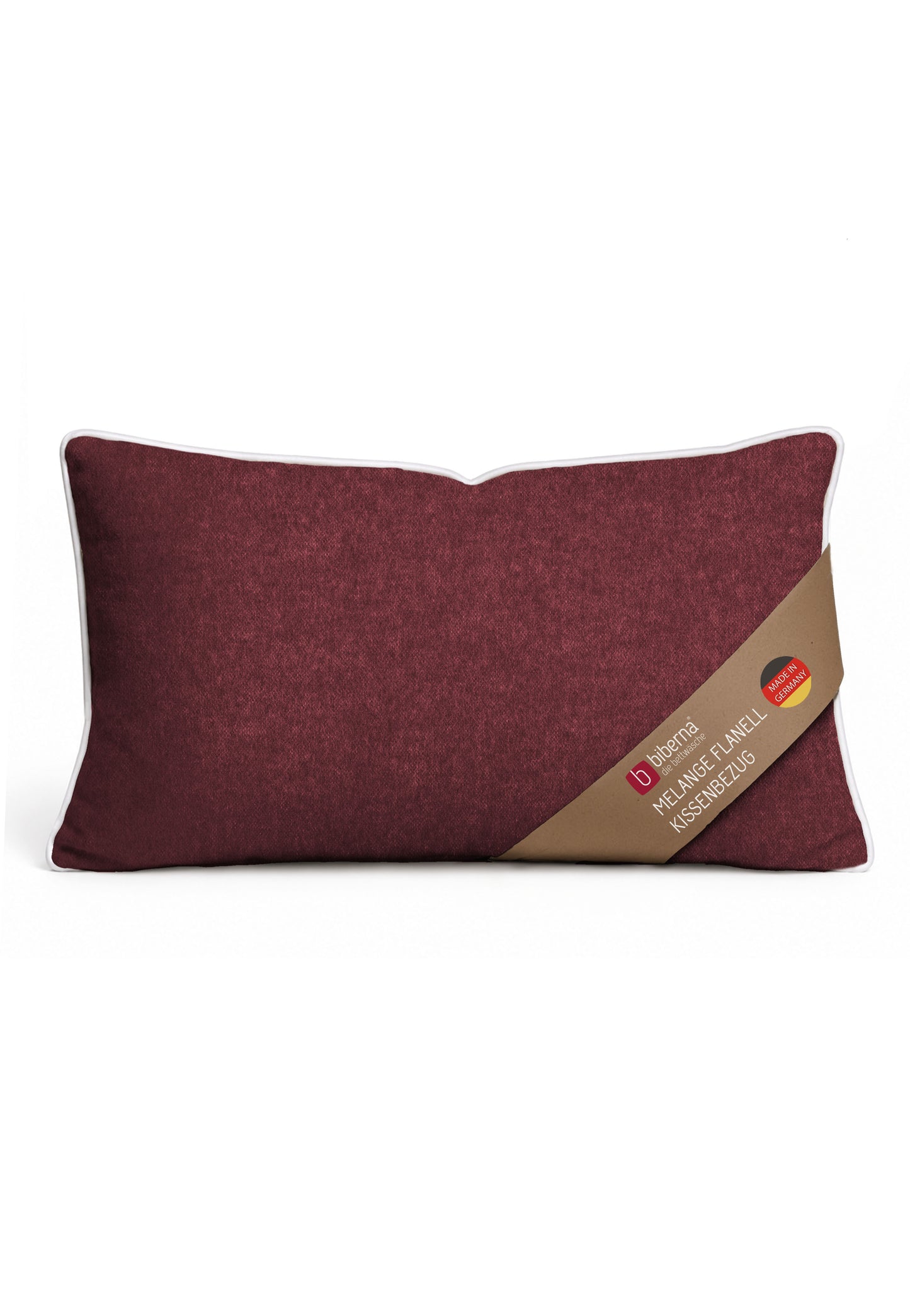 biberna Melange-Flanell Kissenbezug Burgund – Biber