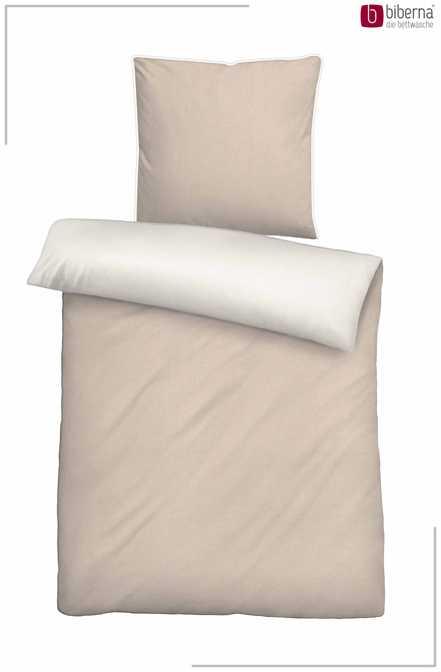biberna Melange-Flanell Bettwäsche Kitt – Produktdetail