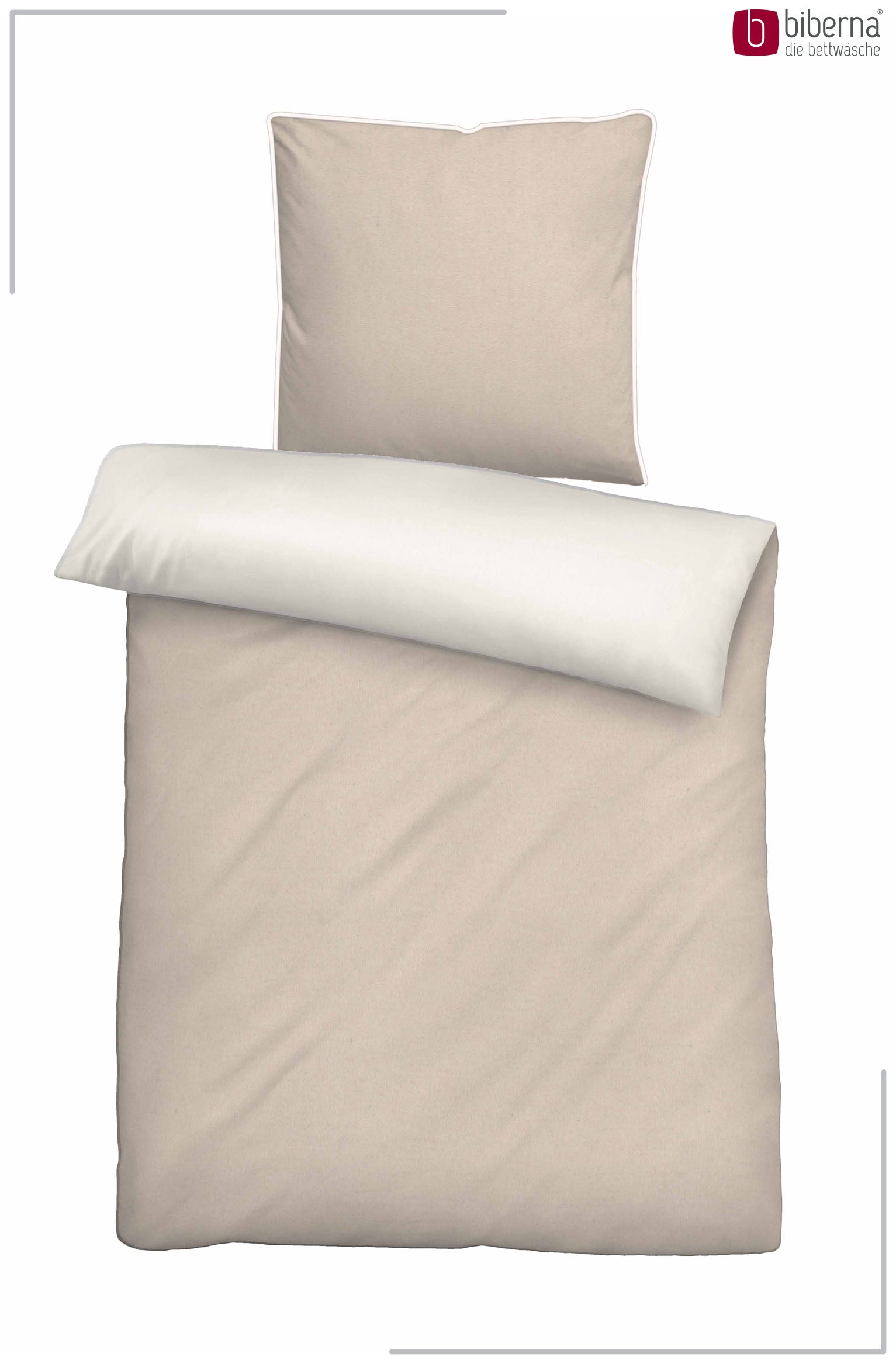 biberna Melange-Flanell Bettwäsche Kitt – Produktdetail