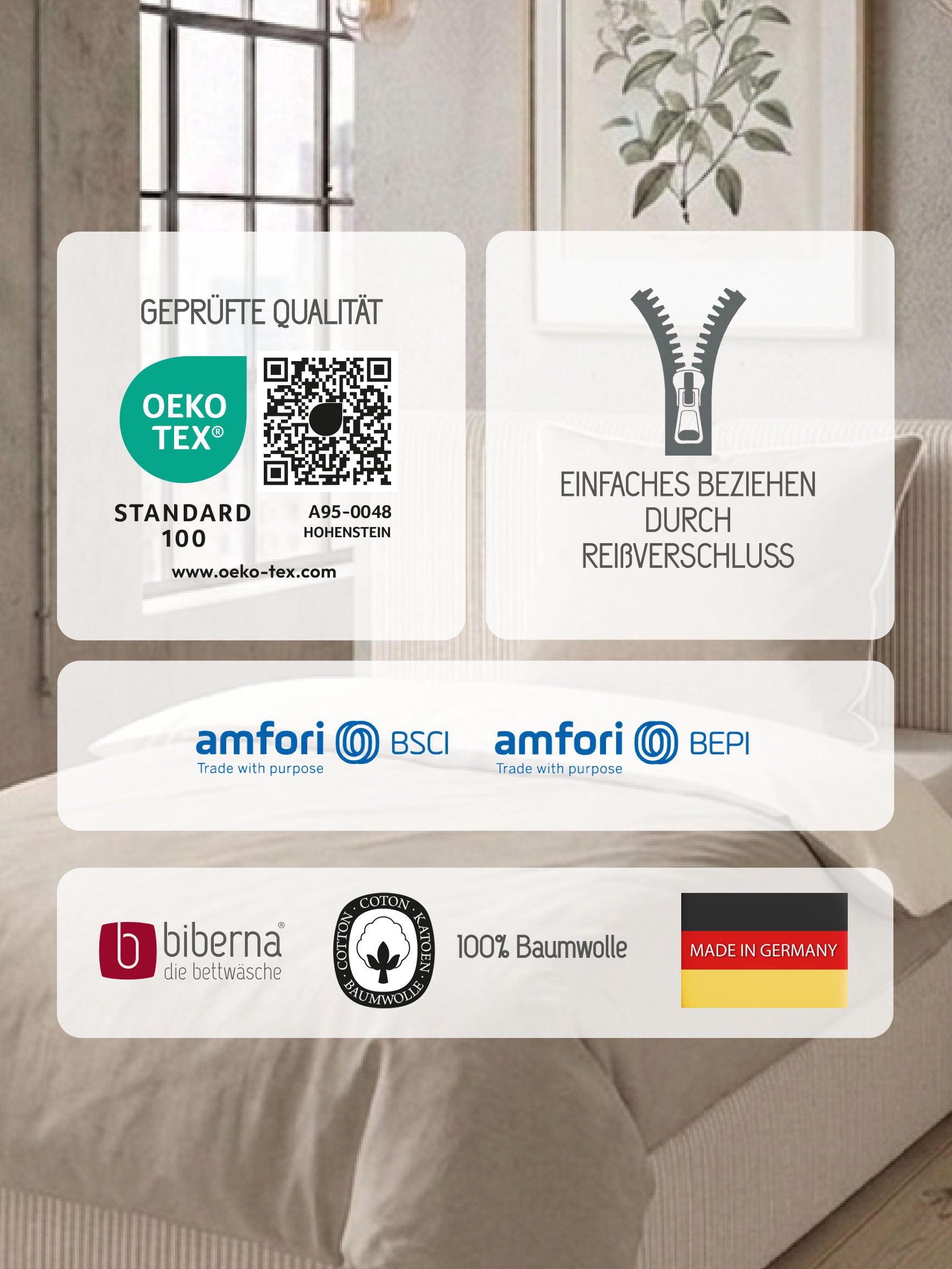 biberna Melange-Flanell Bettwäsche Kitt – Produktdetail