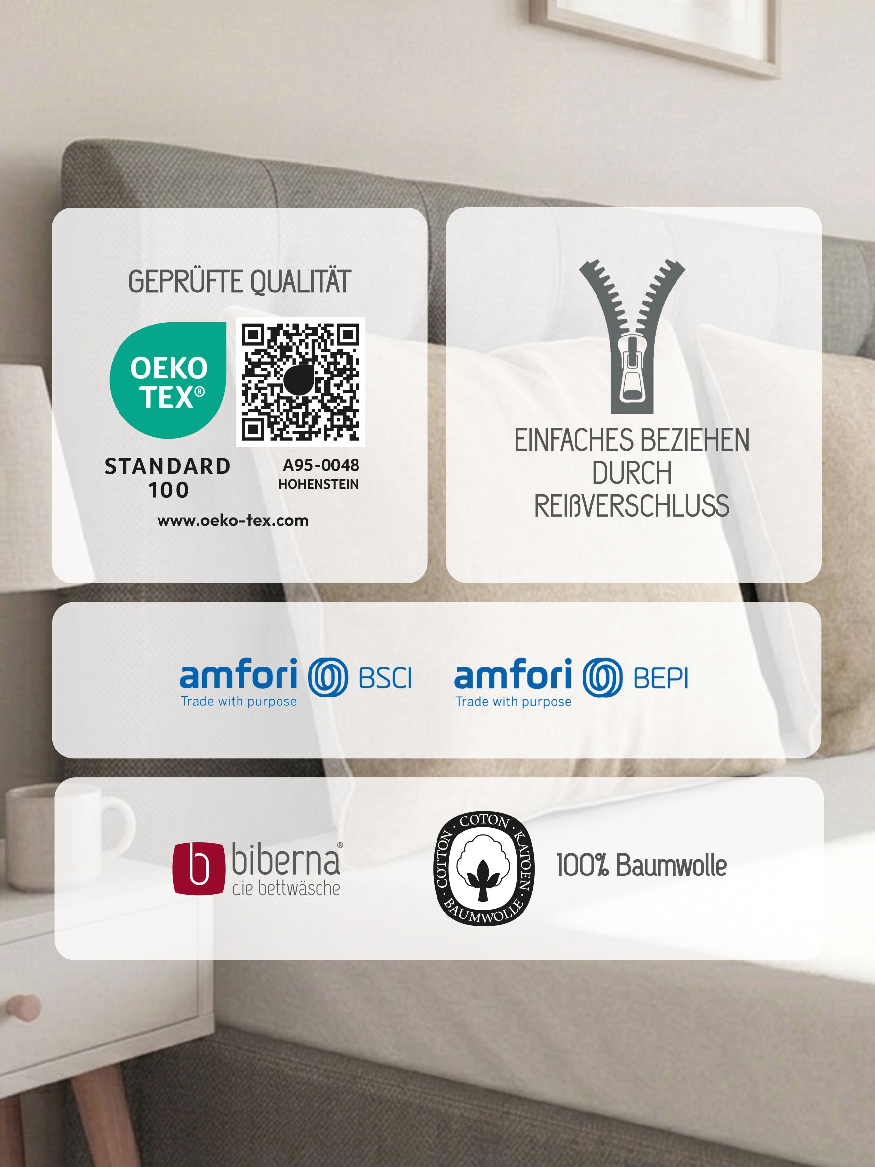 biberna Melange-Flanell Kissenbezug Kitt – Produktdetail