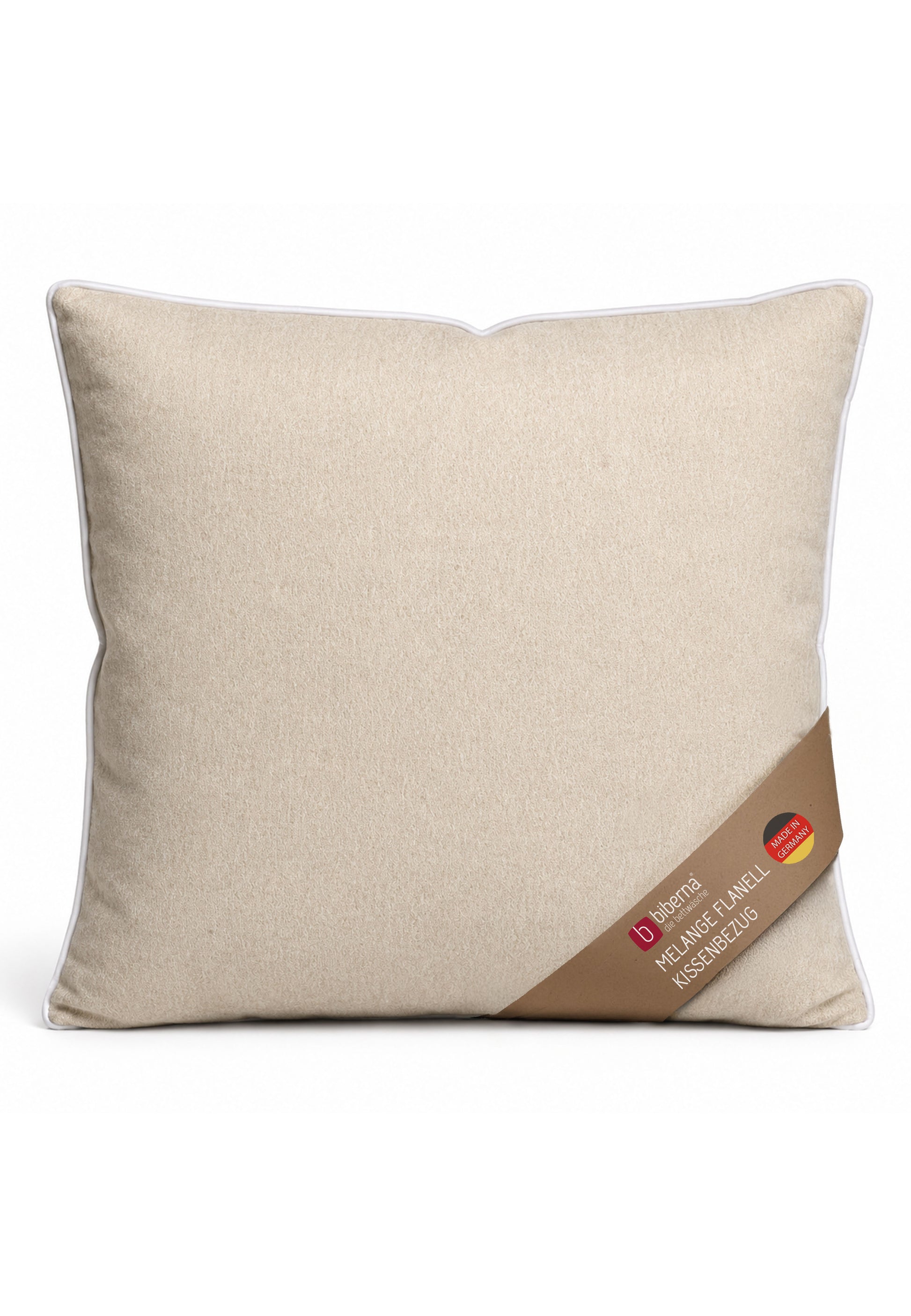 biberna Melange-Flanell Kissenbezug Kitt – Biber