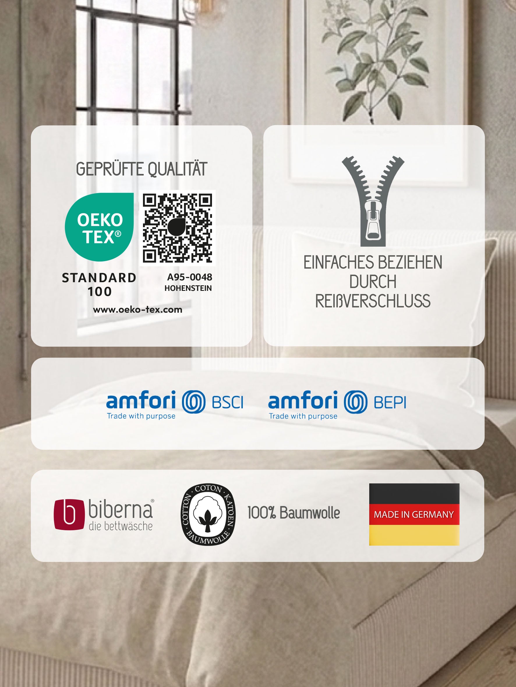 biberna Melange-Flanell Bettwäsche Natur – Produktdetail