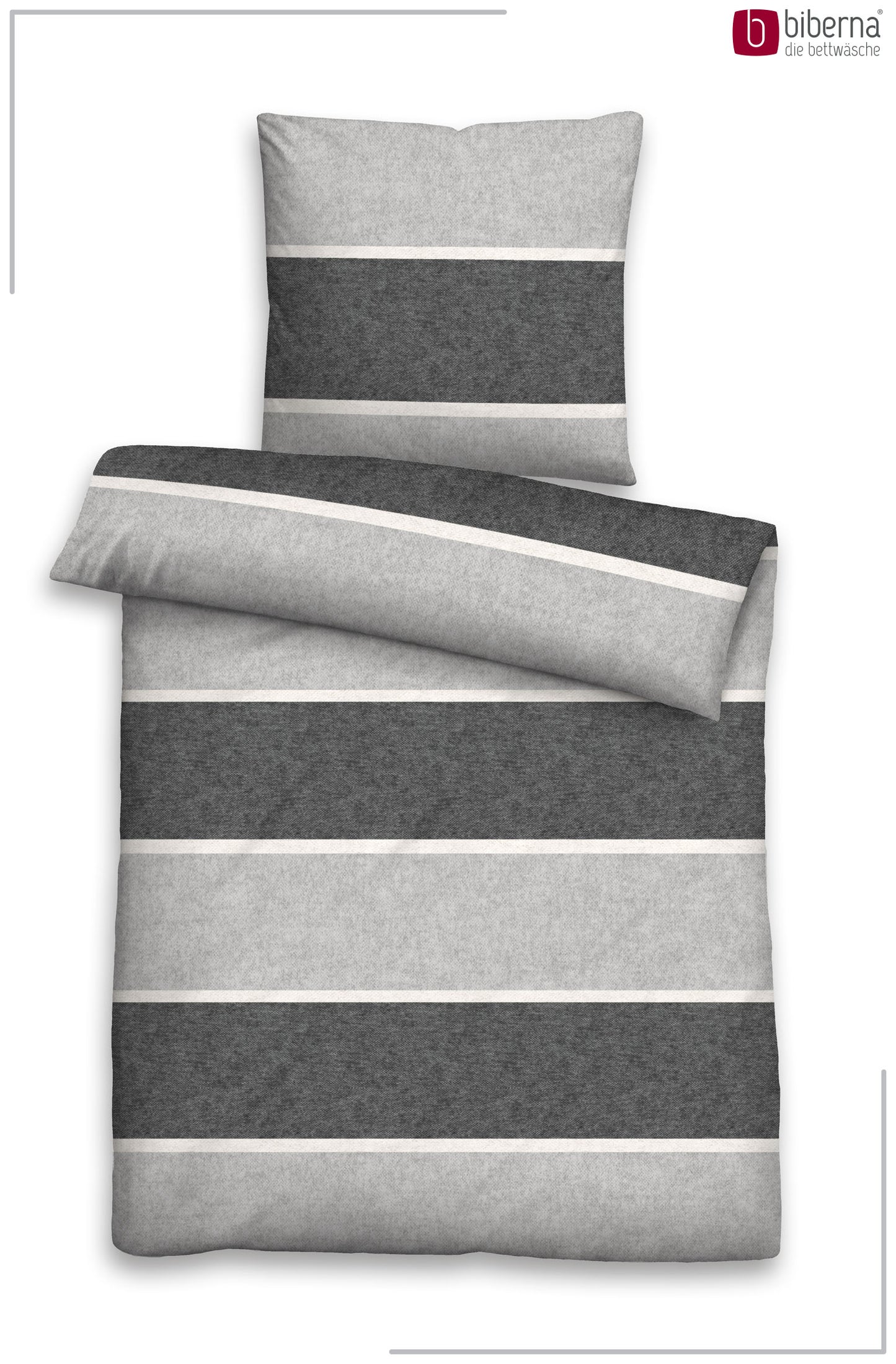 biberna Melange-Flanell Bettwäsche Sturmgrau – Produktdetail