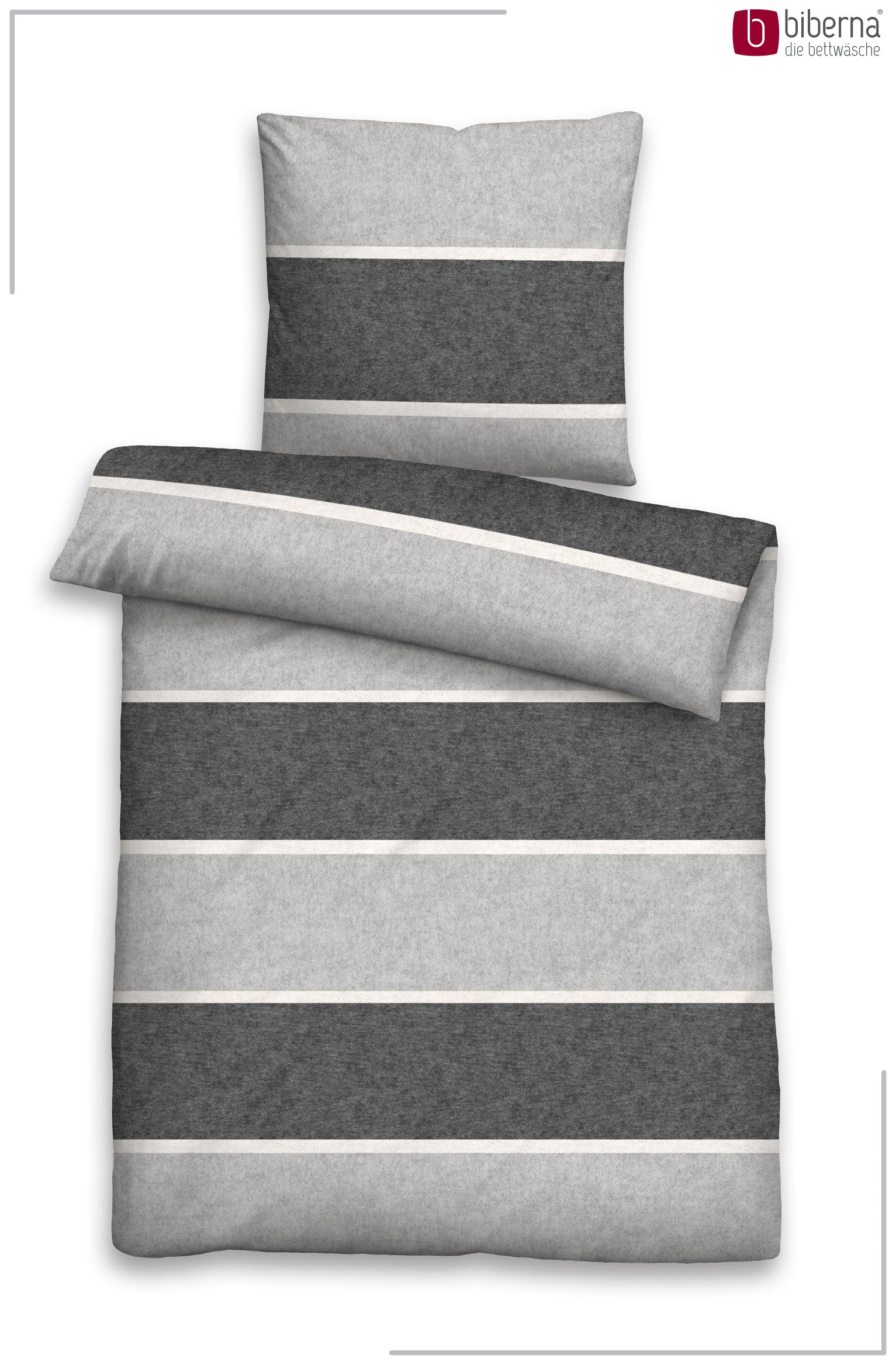biberna Melange-Flanell Bettwäsche Sturmgrau – Produktdetail