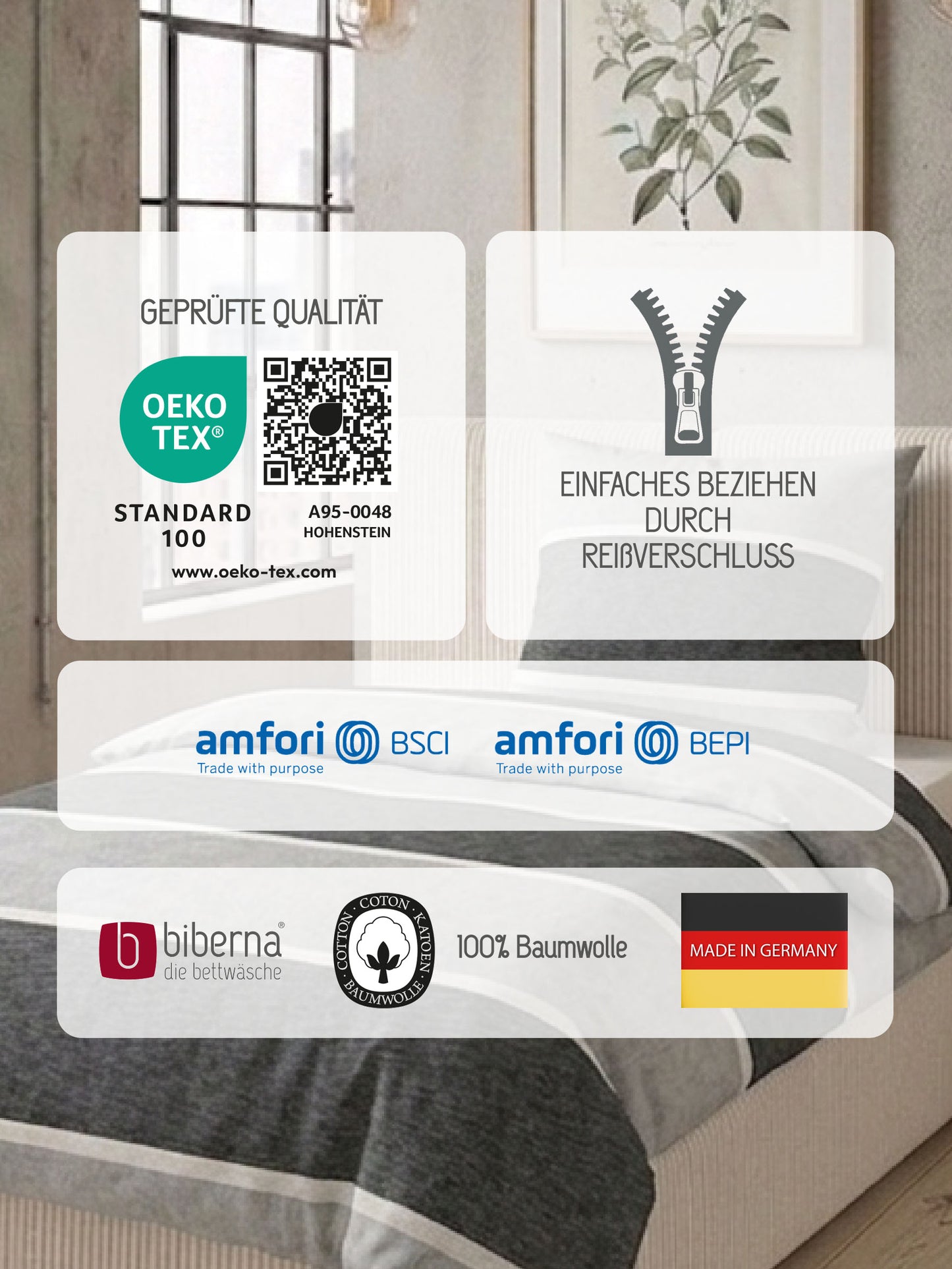 biberna Melange-Flanell Bettwäsche Sturmgrau – Produktdetail