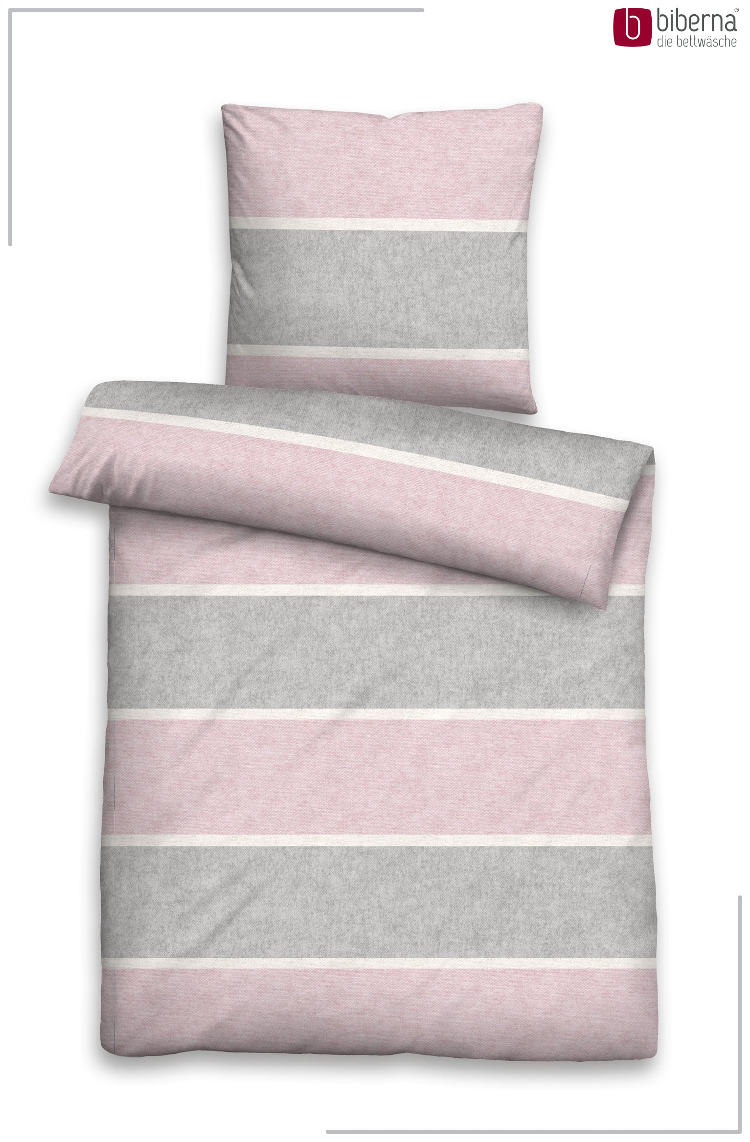 biberna Melange-Flanell Bettwäsche Rose – Produktdetail