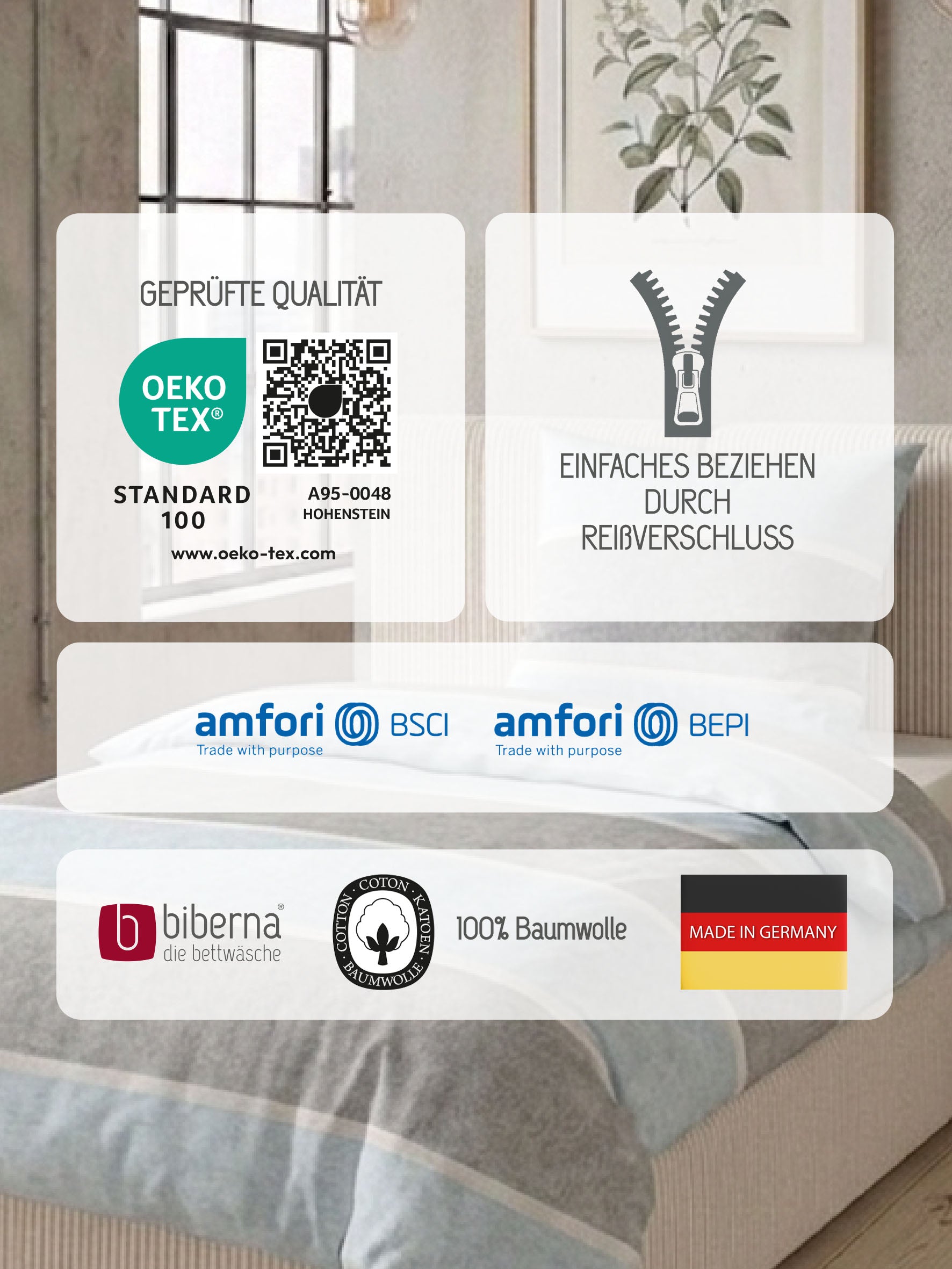 biberna Melange-Flanell Bettwäsche Ciel – Produktdetail