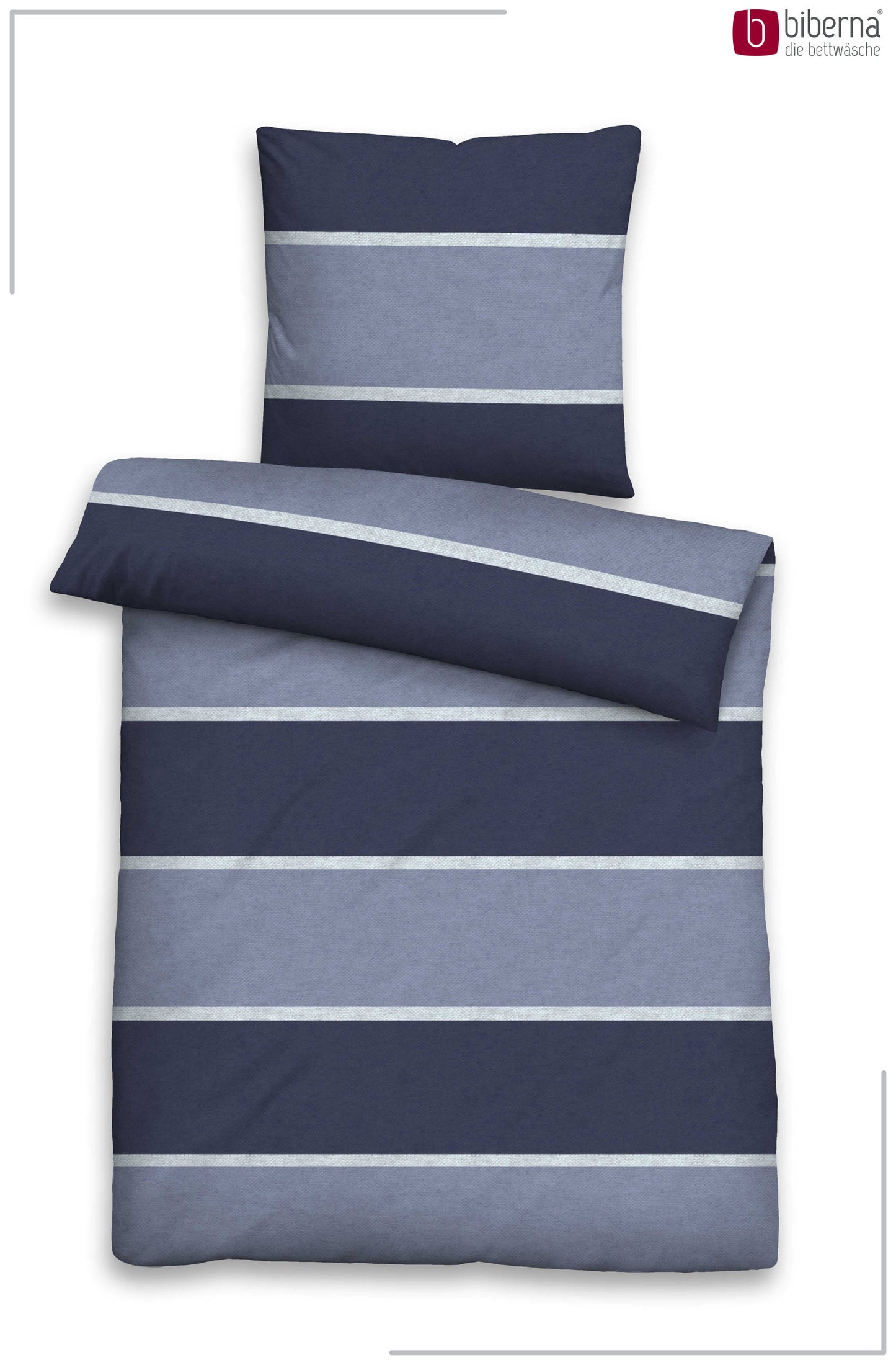 biberna Melange-Flanell Bettwäsche Marine – Produktdetail
