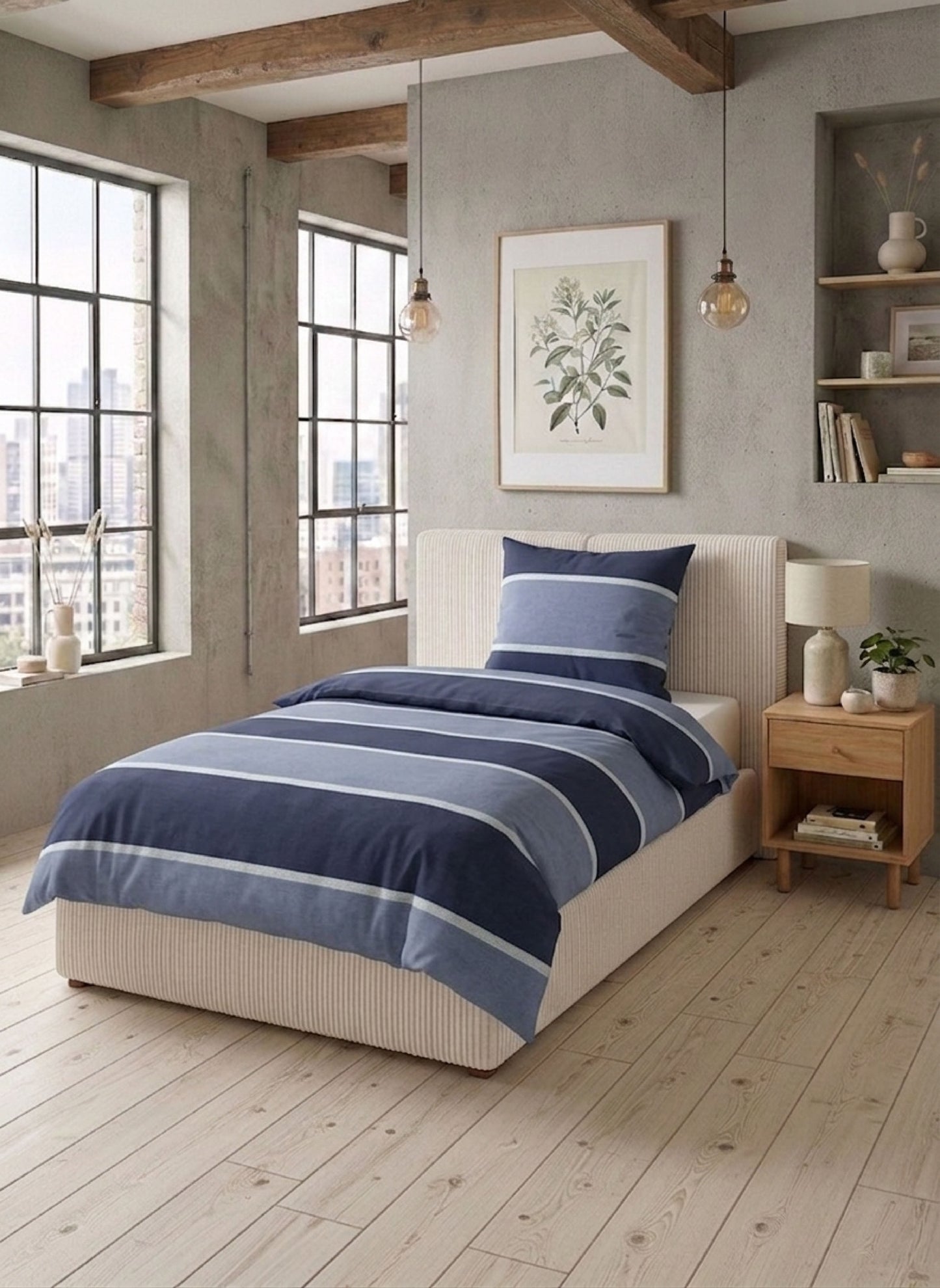 biberna Melange-Flanell Bettwäsche Marine – Produktdetail