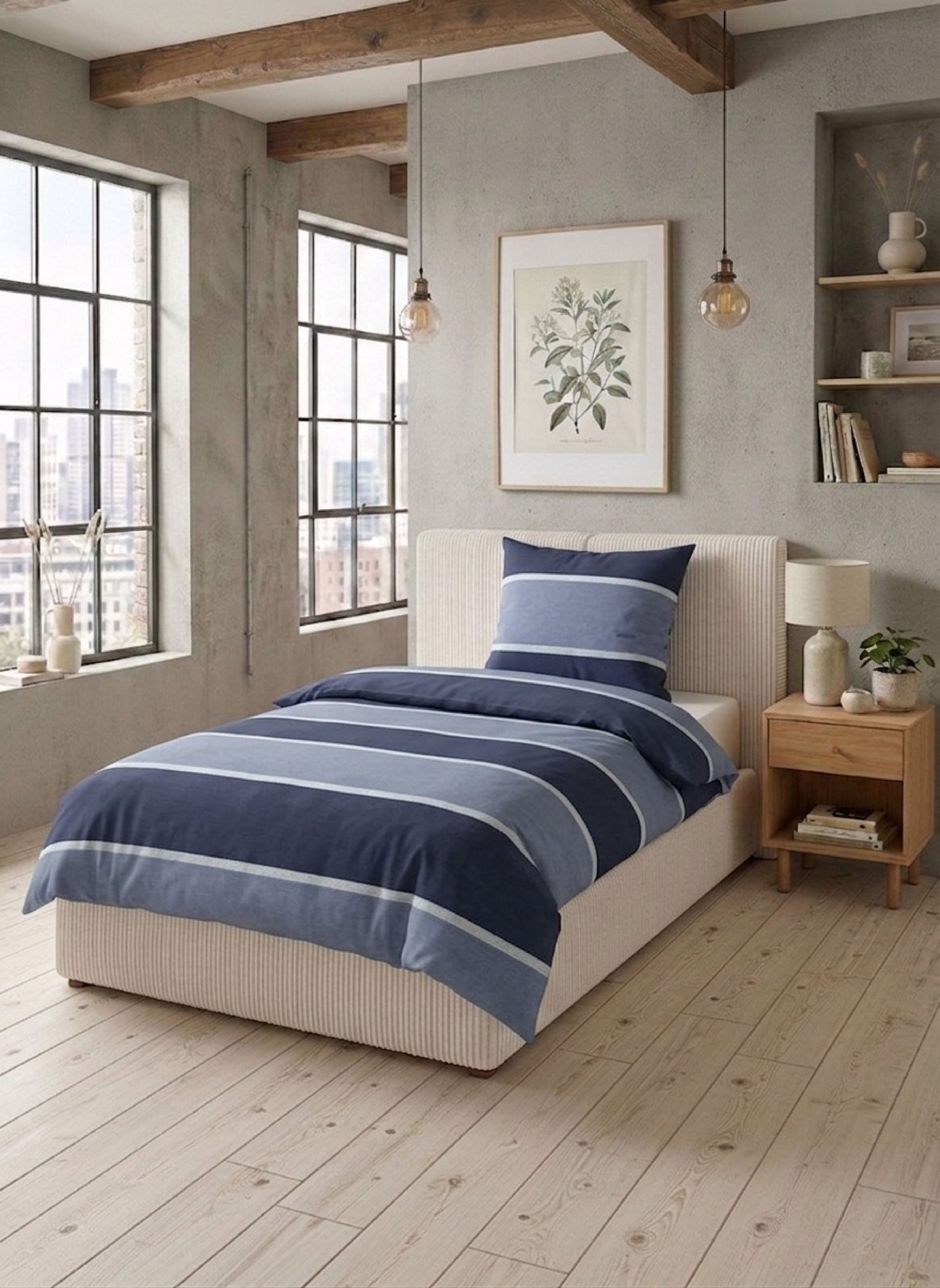 biberna Melange-Flanell Bettwäsche Marine – Produktdetail
