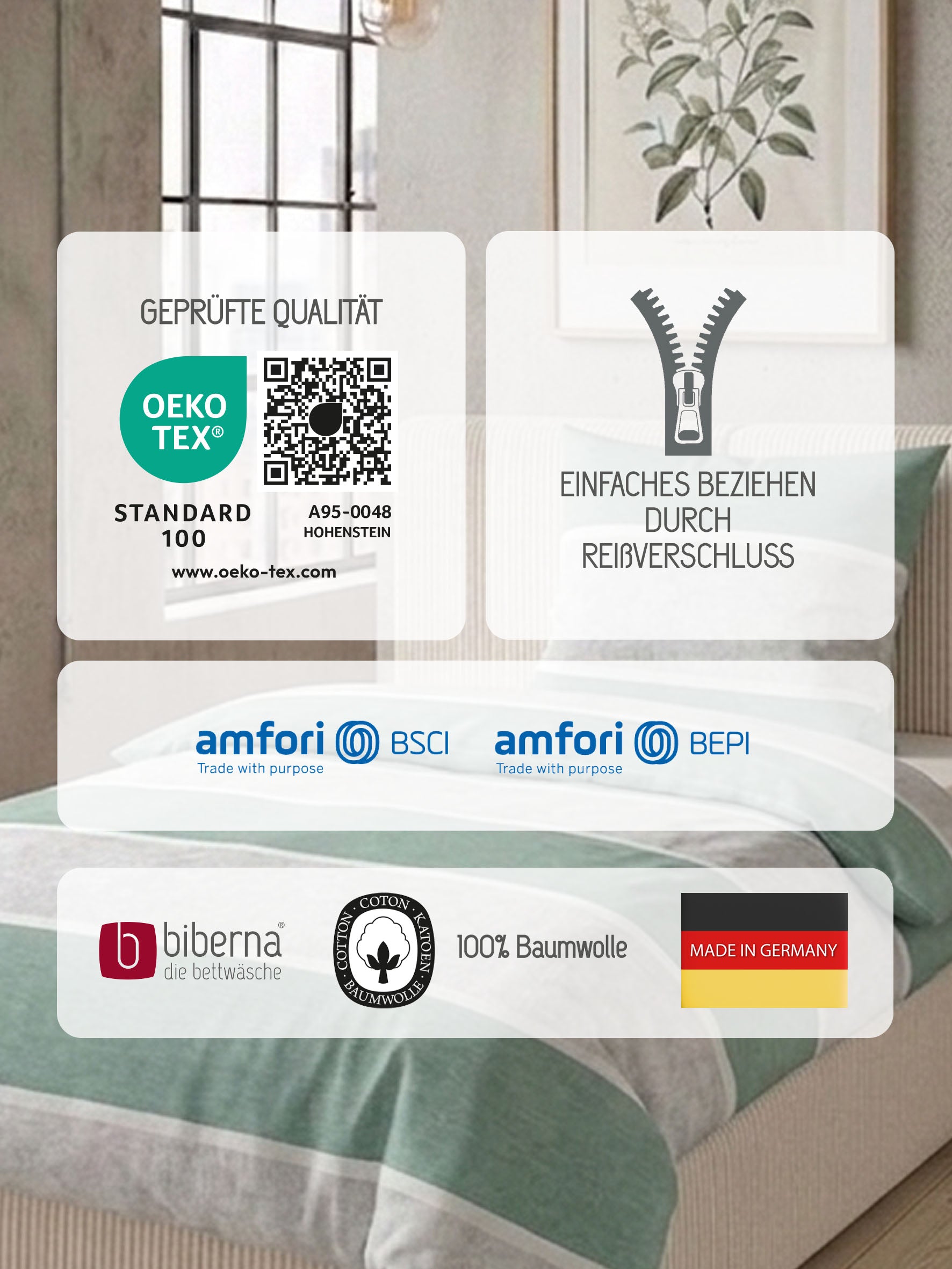 biberna Melange-Flanell Bettwäsche Fichte – Produktdetail