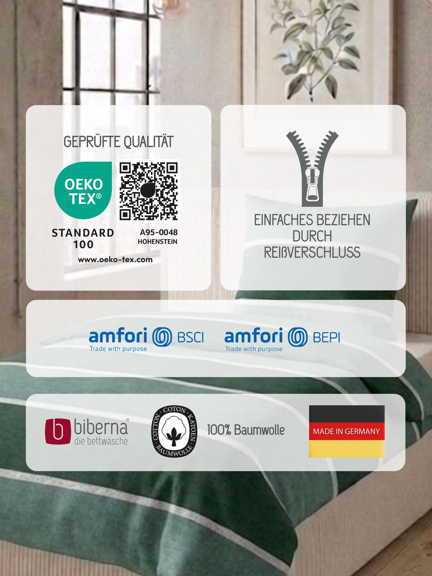biberna Melange-Flanell Bettwäsche Dunkelgrün – Produktdetail