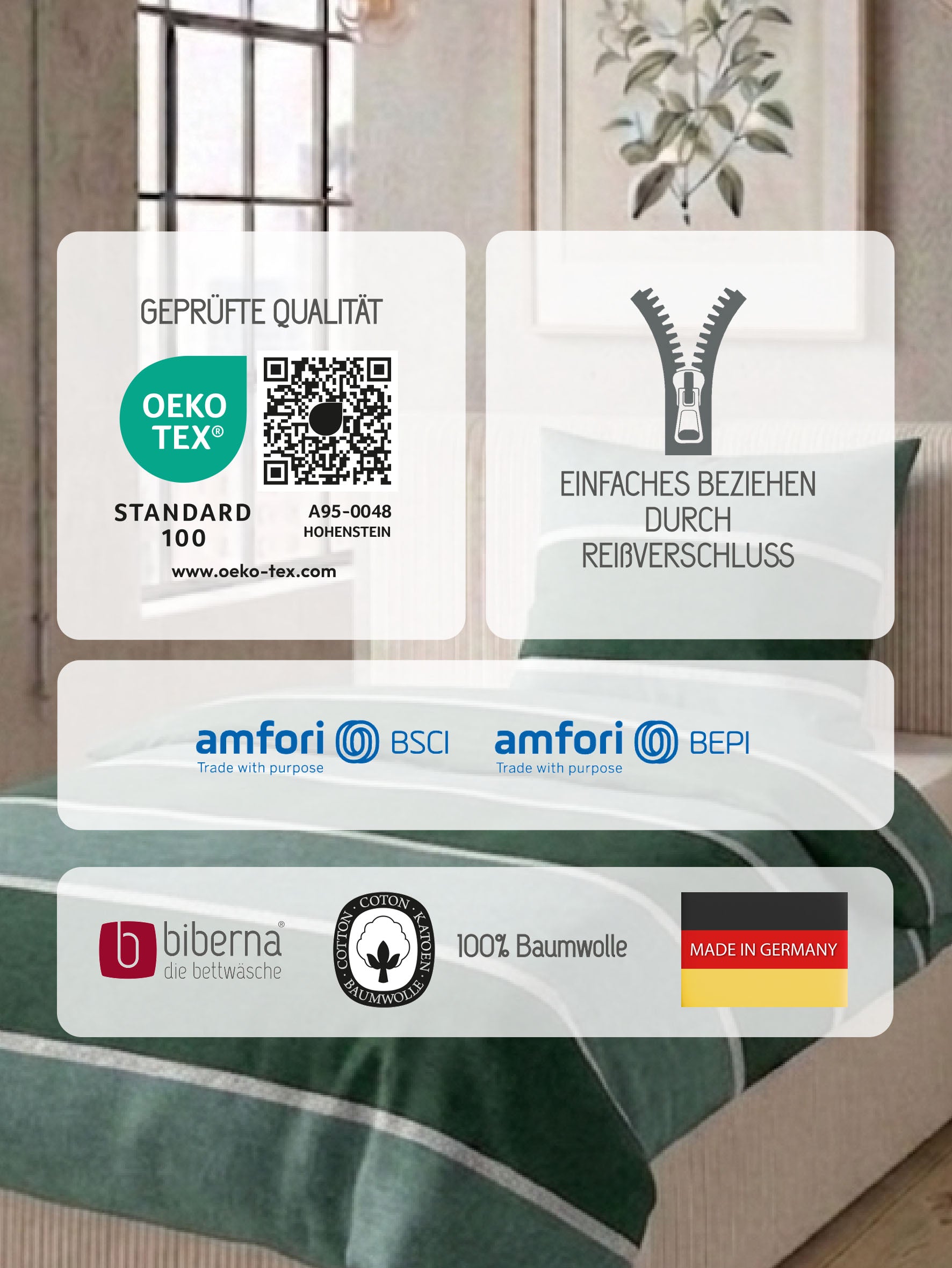 biberna Melange-Flanell Bettwäsche Dunkelgrün – Produktdetail