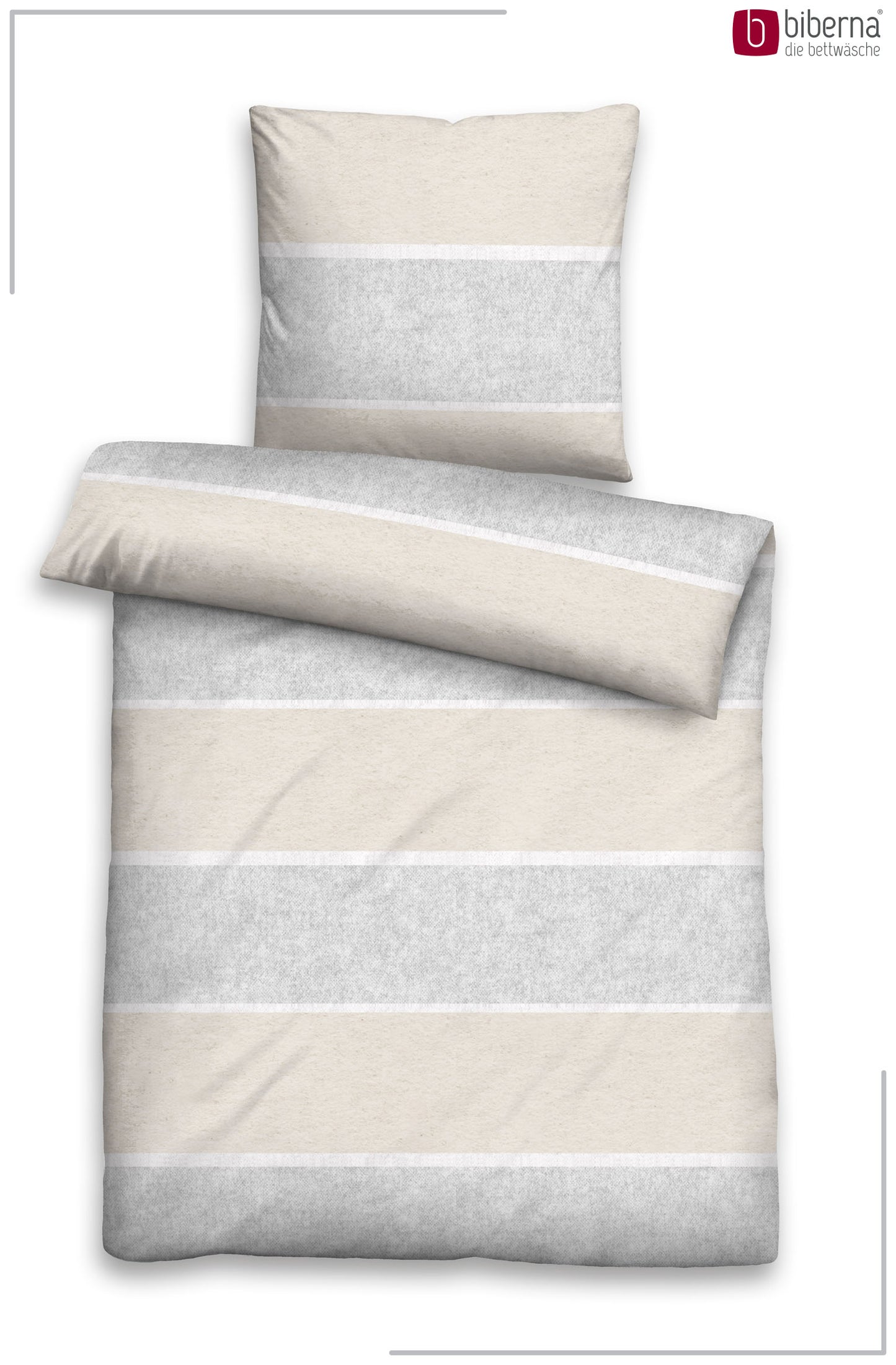 biberna Melange-Flanell Bettwäsche Kitt – Produktdetail