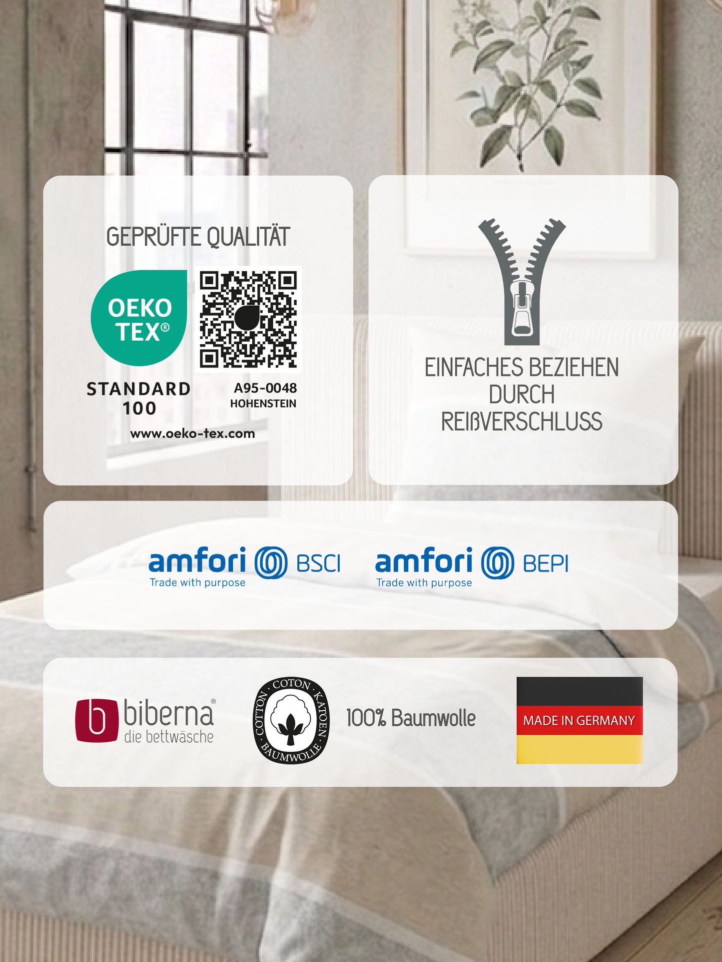 biberna Melange-Flanell Bettwäsche Kitt – Produktdetail