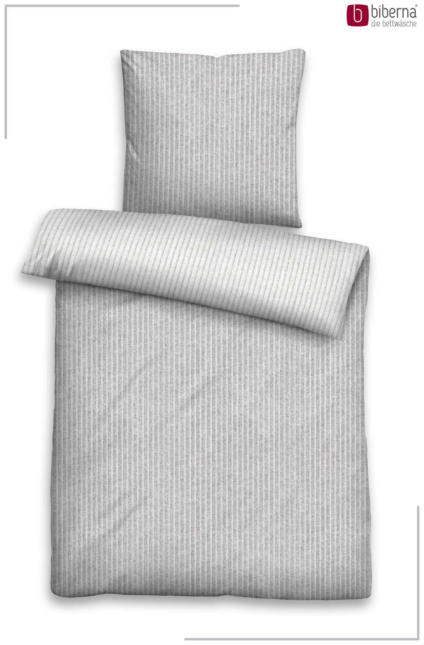 biberna Melange-Flanell Bettwäsche Sturmgrau – Produktdetail