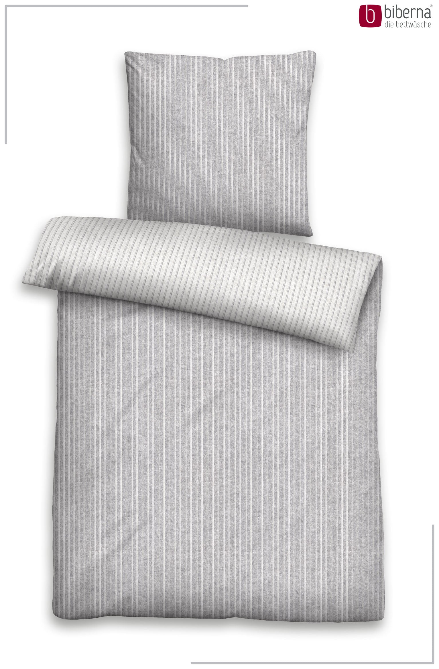biberna Melange-Flanell Bettwäsche Sturmgrau – Produktdetail