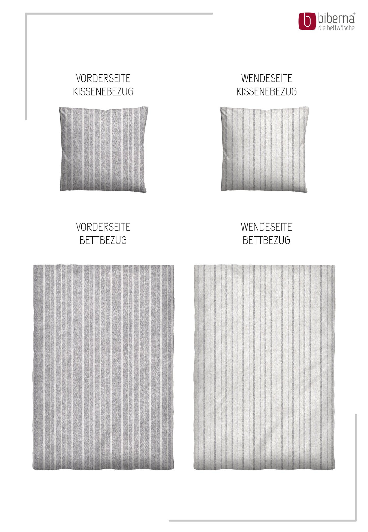 biberna Melange-Flanell Bettwäsche Sturmgrau – Produktdetail