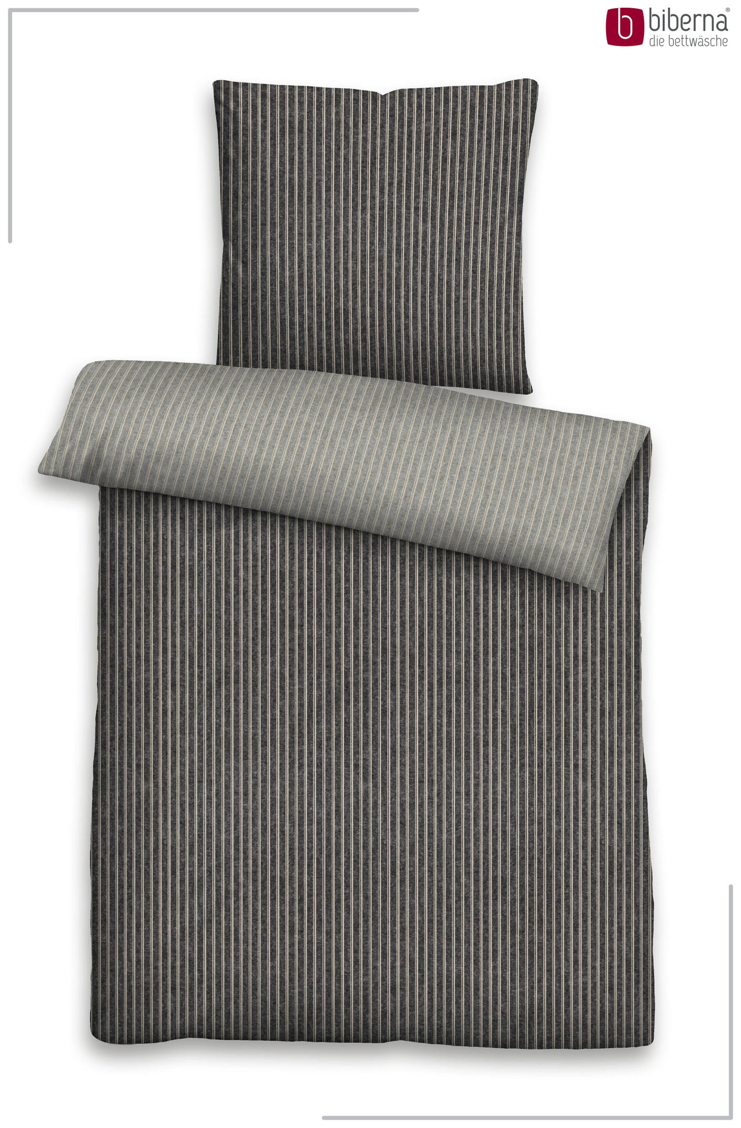 biberna Melange-Flanell Bettwäsche Titanium – Produktdetail