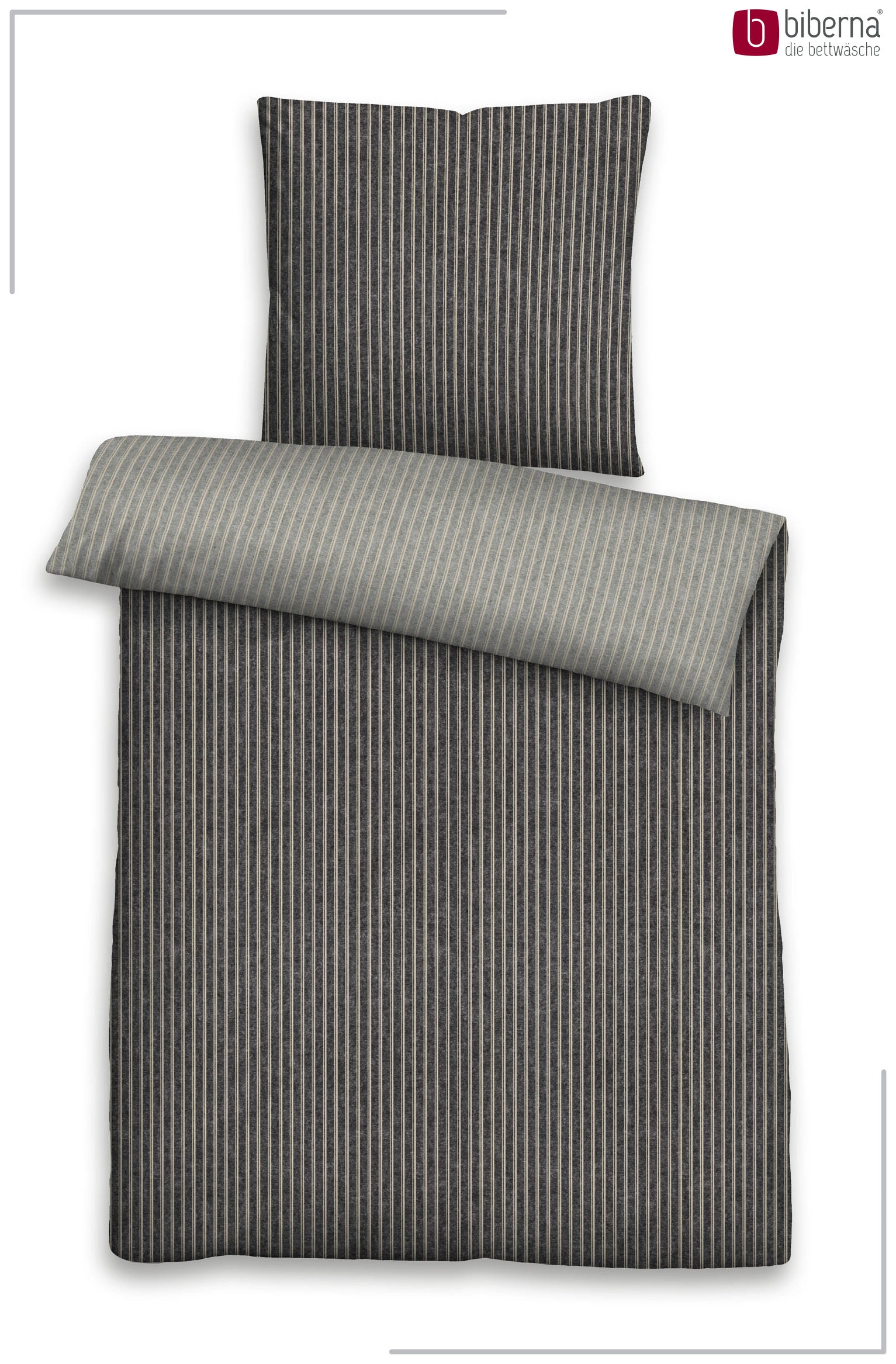 biberna Melange-Flanell Bettwäsche Titanium – Produktdetail
