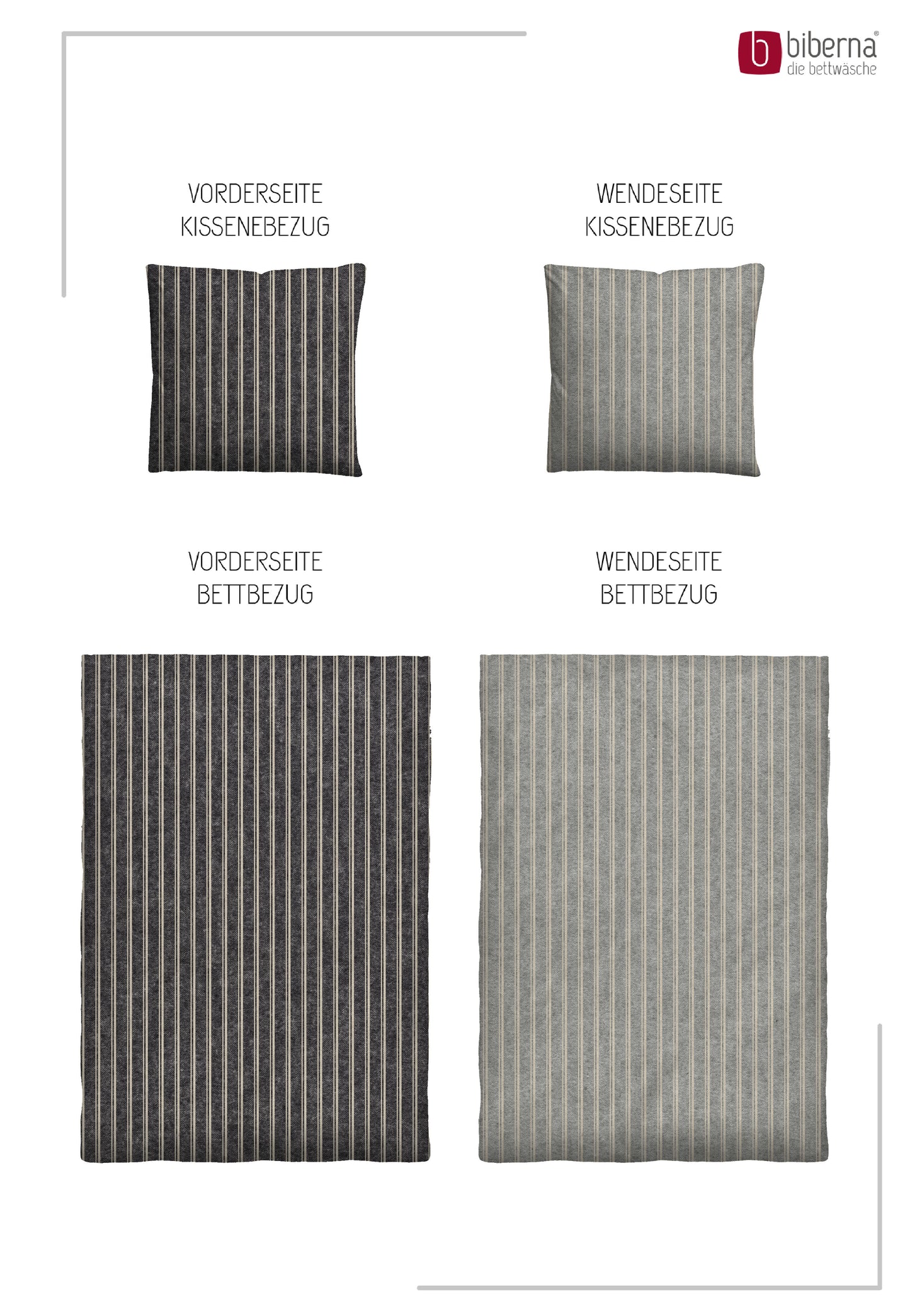 biberna Melange-Flanell Bettwäsche Titanium – Produktdetail
