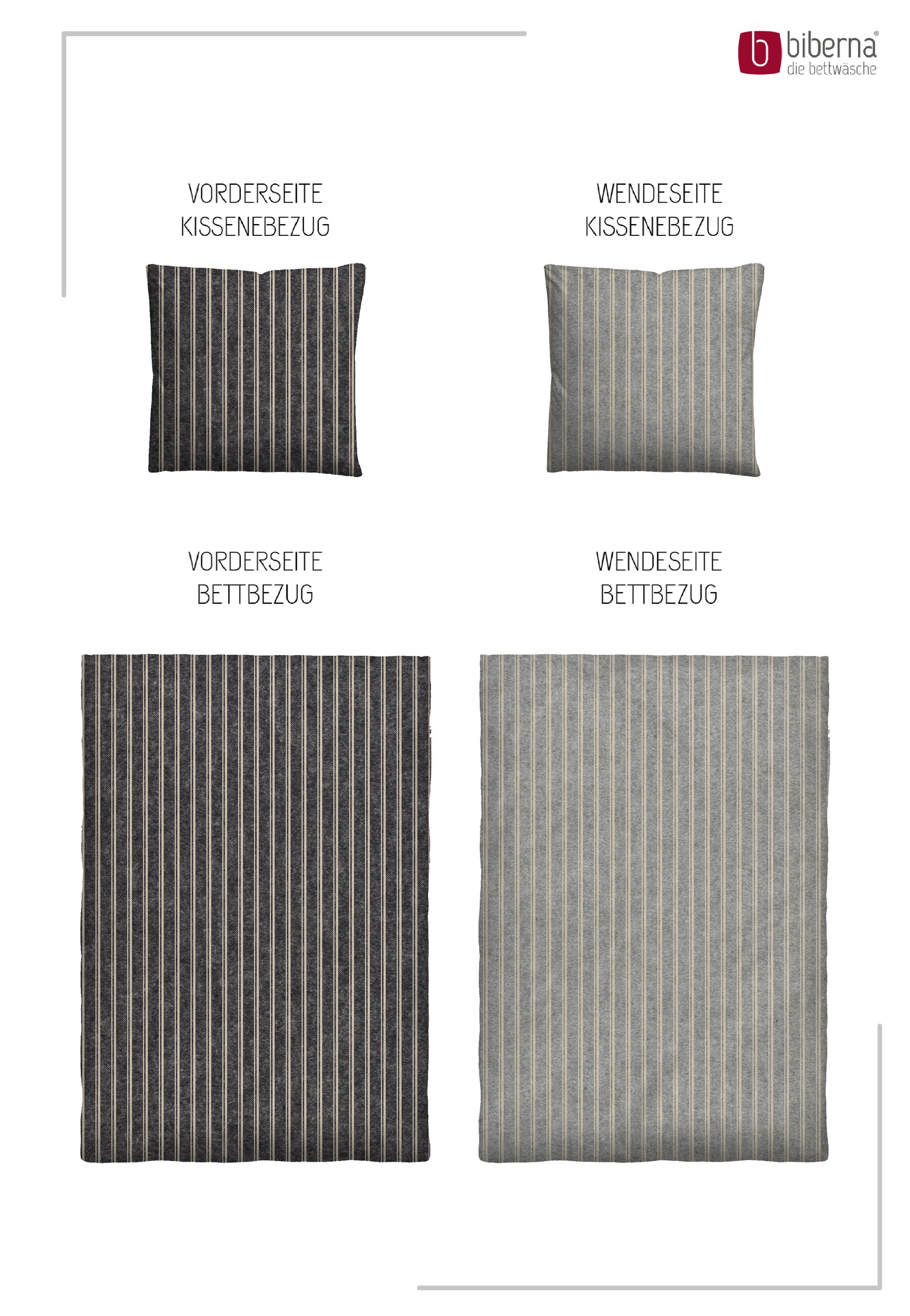 biberna Melange-Flanell Bettwäsche Titanium – Produktdetail