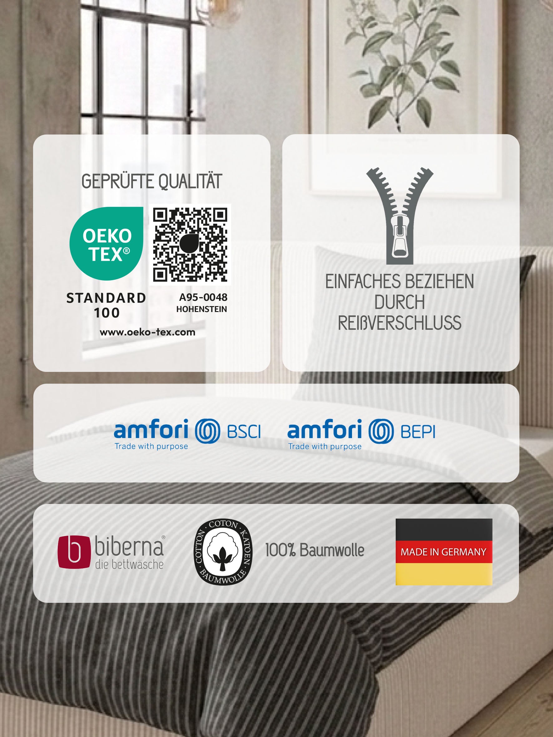 biberna Melange-Flanell Bettwäsche Titanium – Produktdetail