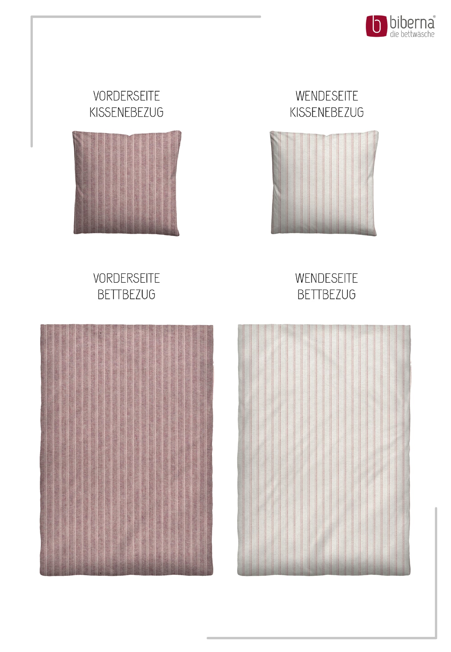 biberna Melange-Flanell Bettwäsche Rose – Produktdetail