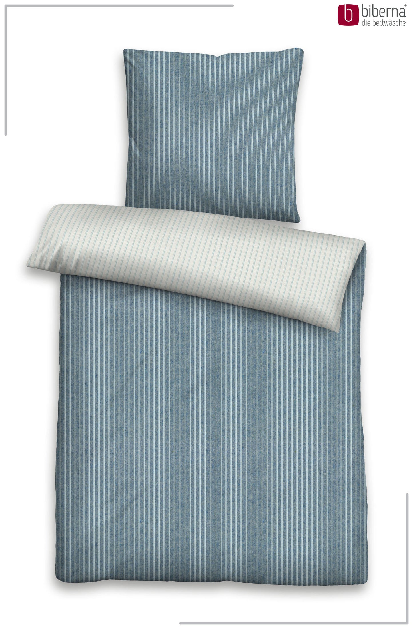 biberna Melange-Flanell Bettwäsche Blau – Produktdetail