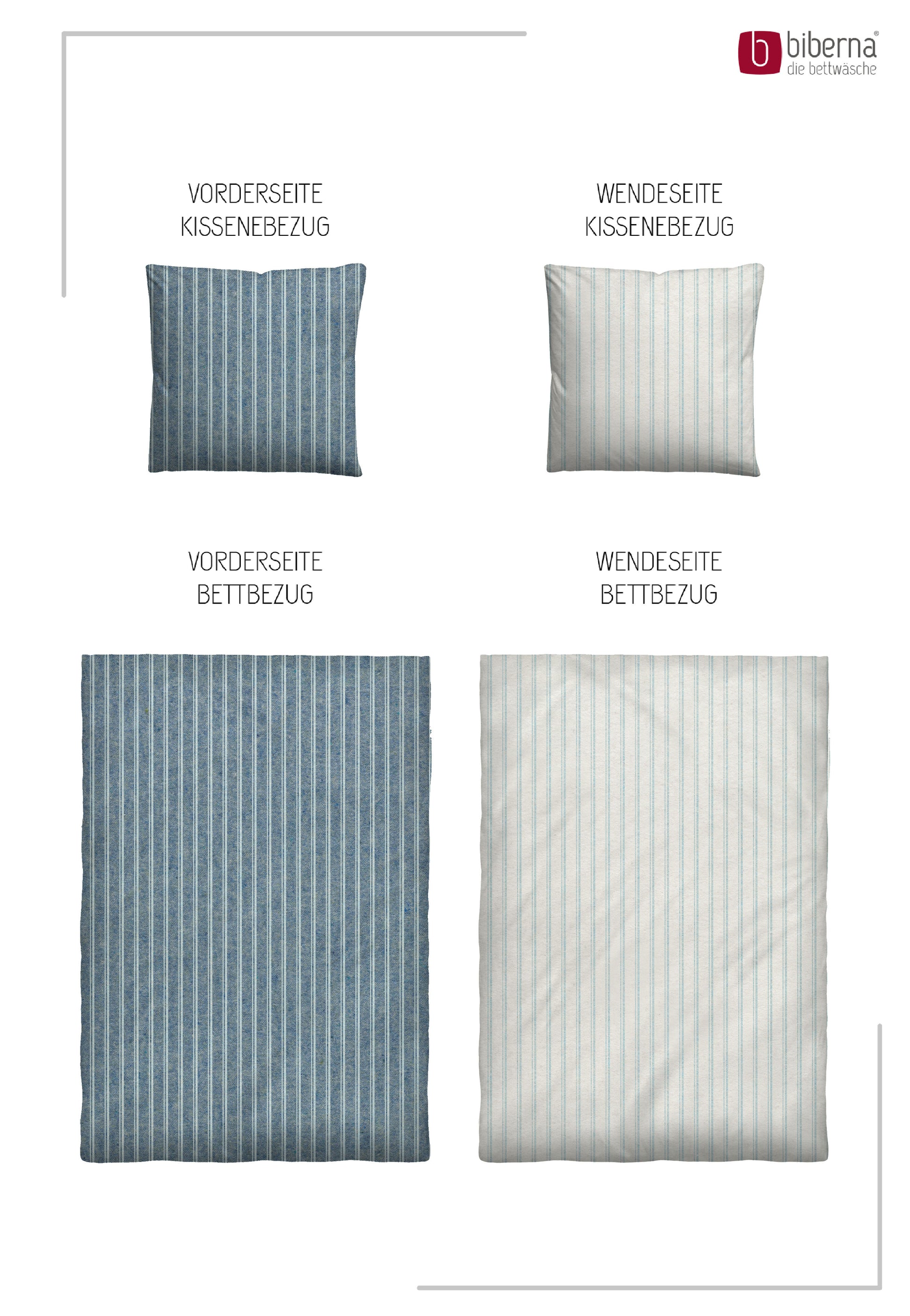 biberna Melange-Flanell Bettwäsche Blau – Produktdetail