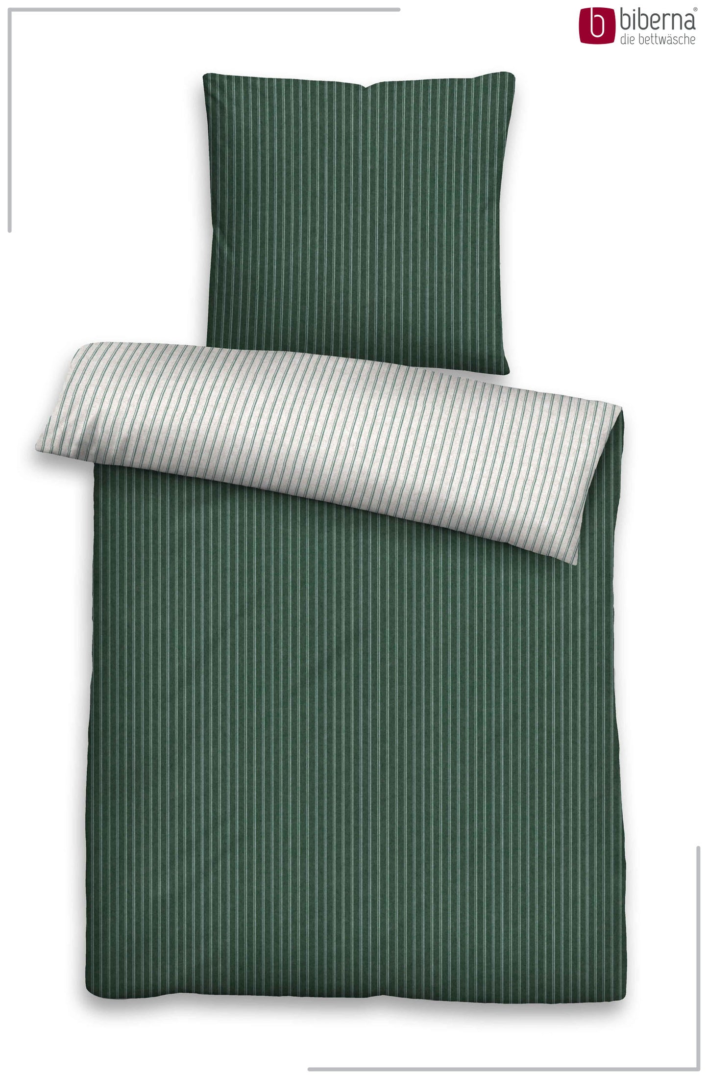 biberna Melange-Flanell Bettwäsche Dunkelgrün – Produktdetail