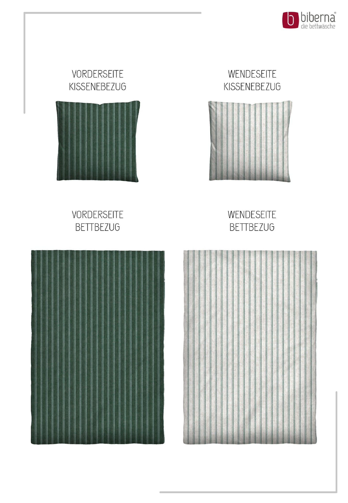 biberna Melange-Flanell Bettwäsche Dunkelgrün – Produktdetail