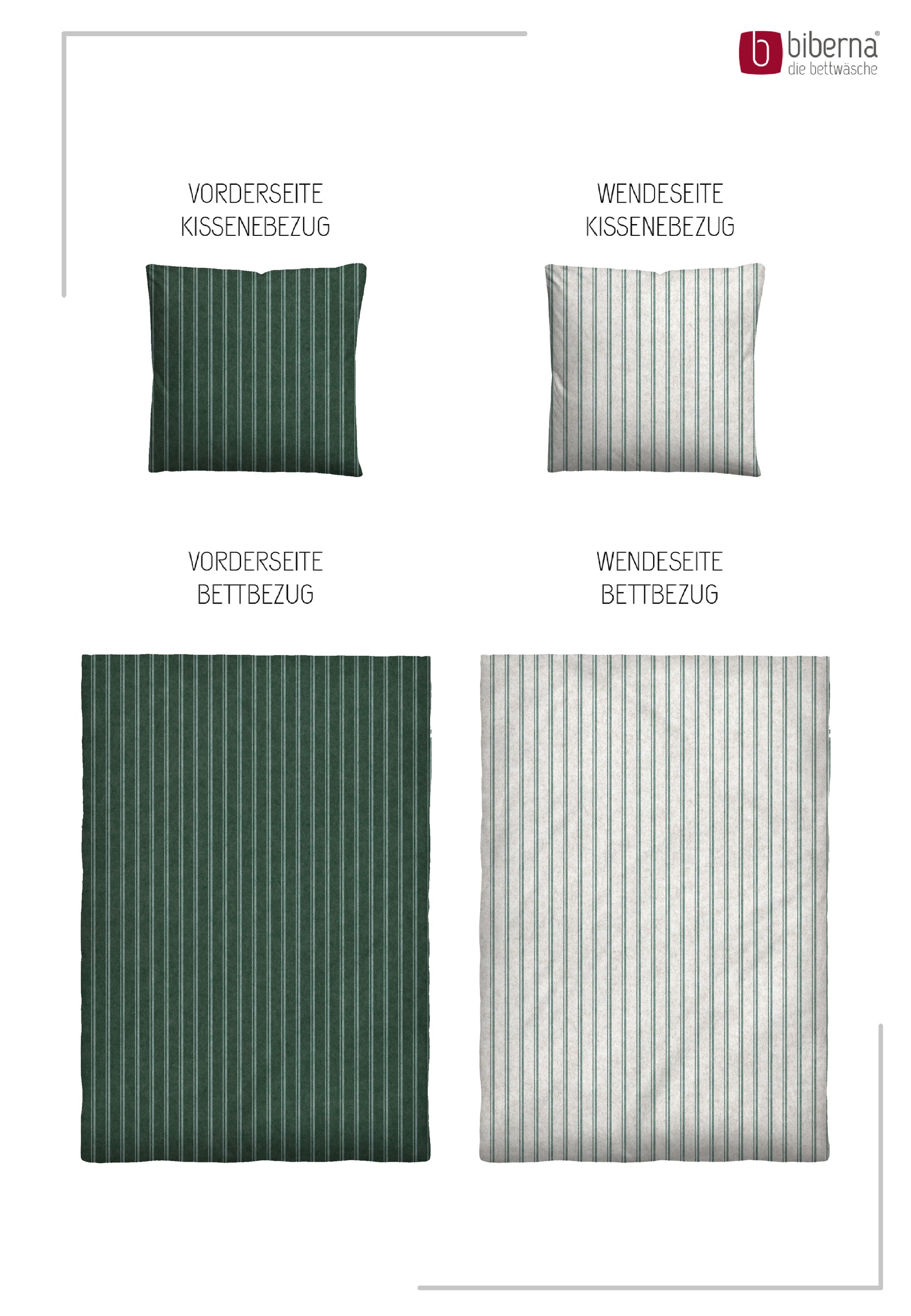 biberna Melange-Flanell Bettwäsche Dunkelgrün – Produktdetail