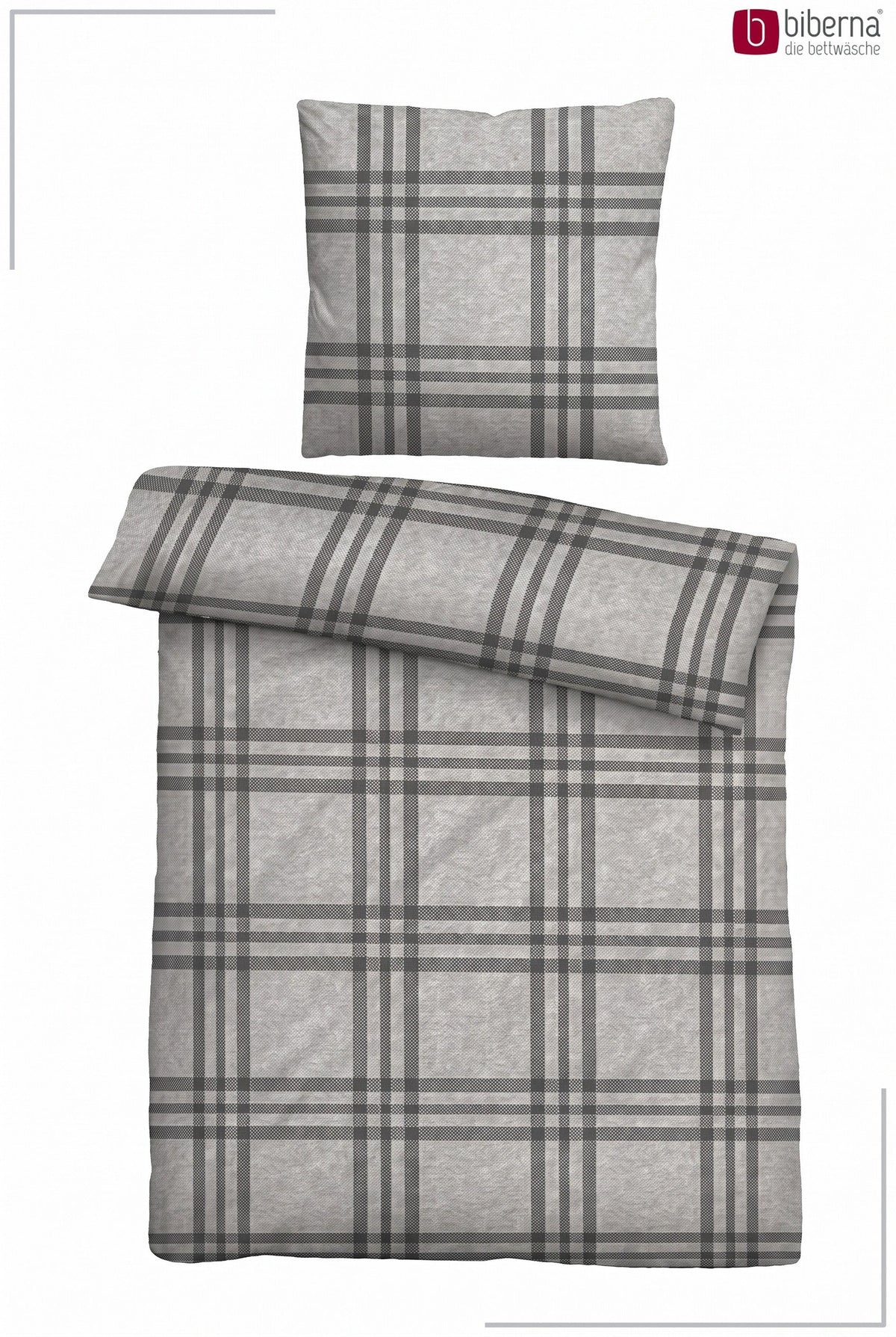 biberna Melange-Flanell Bettwäsche - Set flach ausgelegt