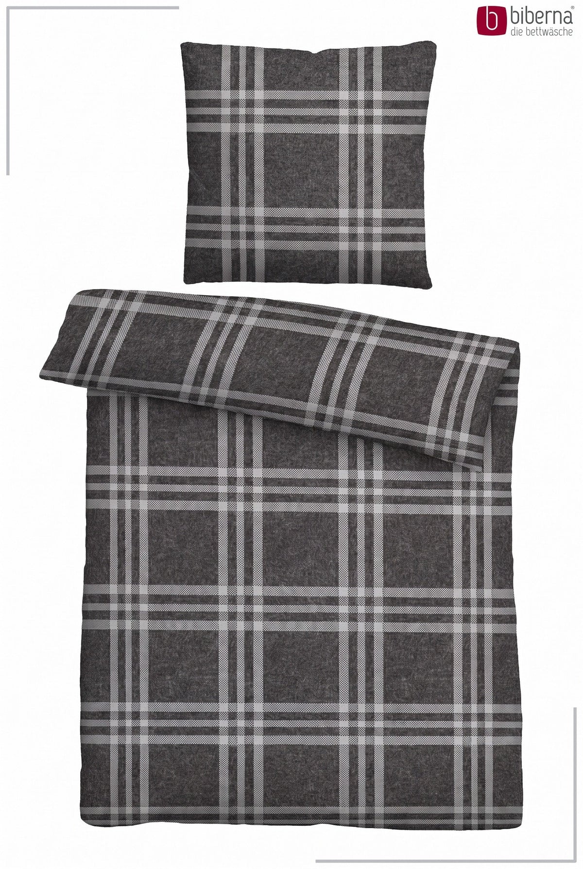 biberna Melange-Flanell Bettwäsche - Set flach ausgelegt