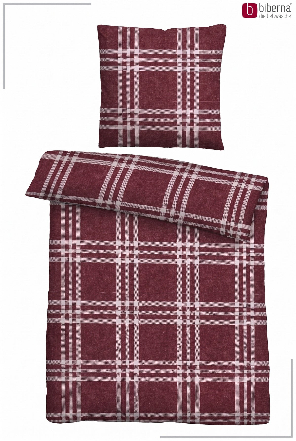biberna Melange-Flanell Bettwäsche - Set flach ausgelegt