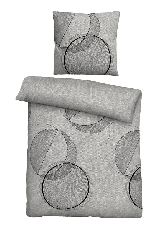 biberna Melange-Flanell Bettwäsche Sturmgrau – Melange-Flanell