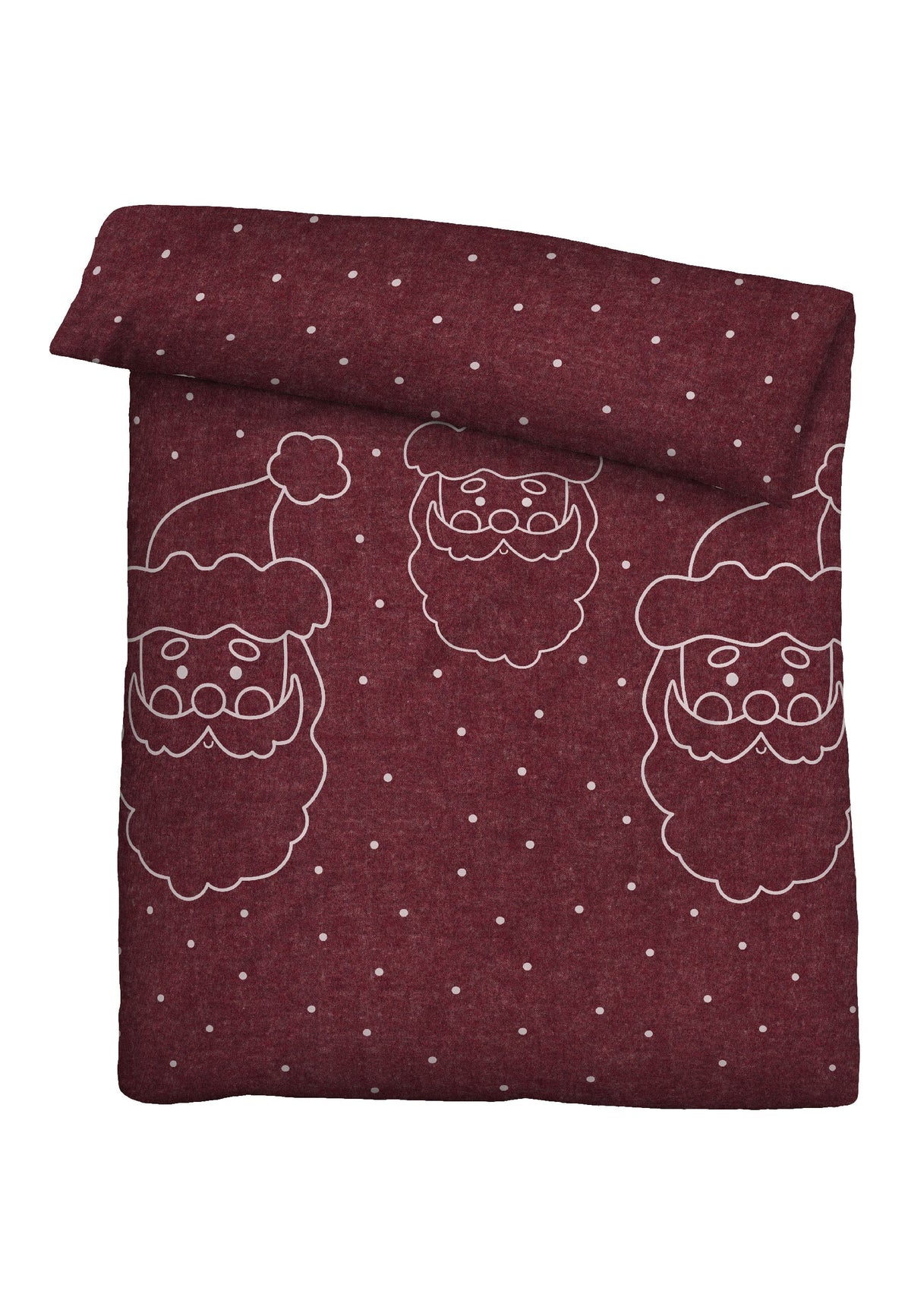 biberna Melange-Flanell Bettwäsche Weihnachtsmann - Set flach ausgelegt
