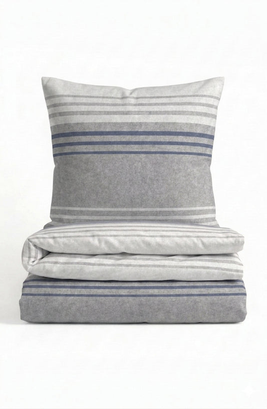 biberna Melange-Flanell Bettwäsche Blau – Melange-Flanell