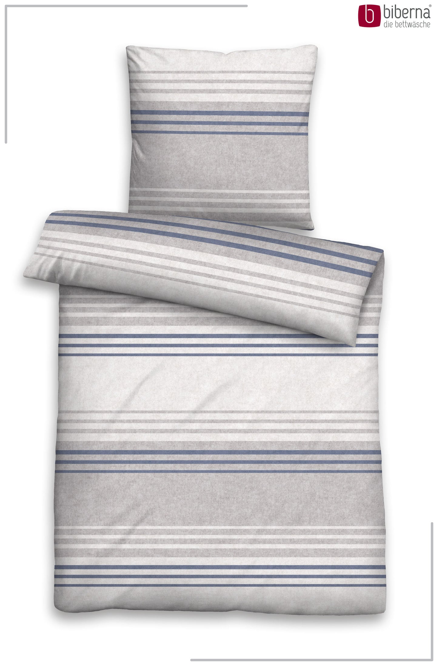 biberna Melange-Flanell Bettwäsche Blau – Produktdetail