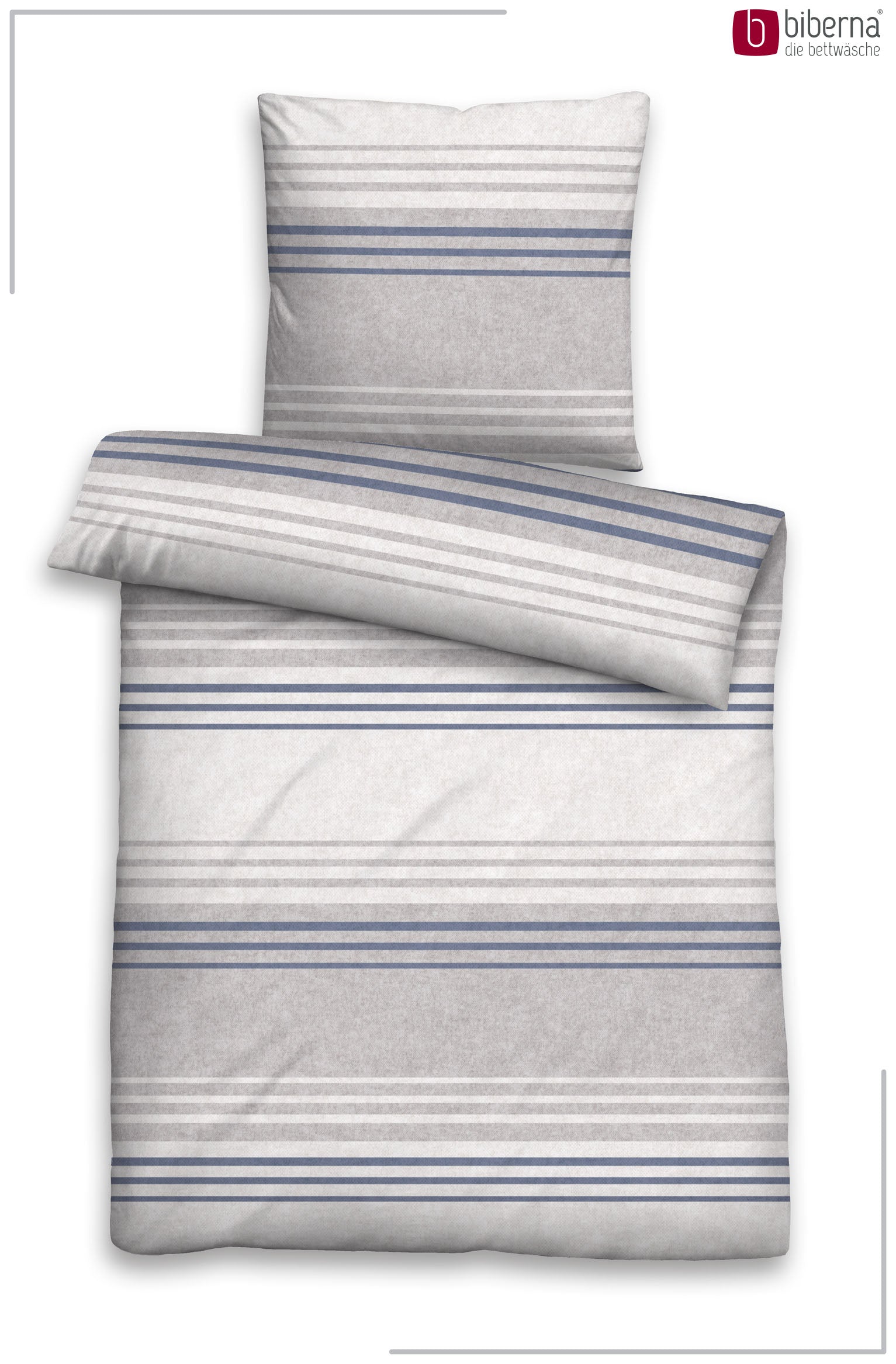 biberna Melange-Flanell Bettwäsche Blau – Produktdetail