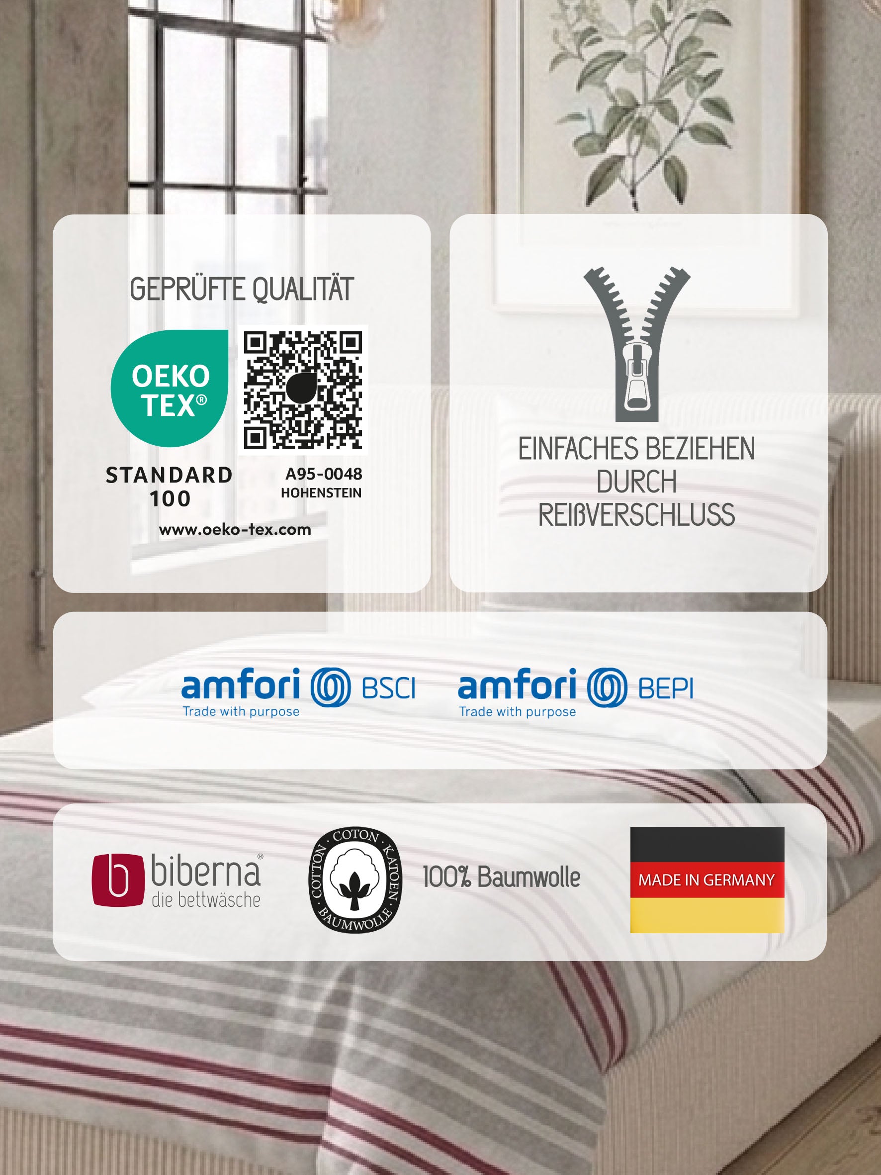biberna Melange-Flanell Bettwäsche Burgund – Produktdetail