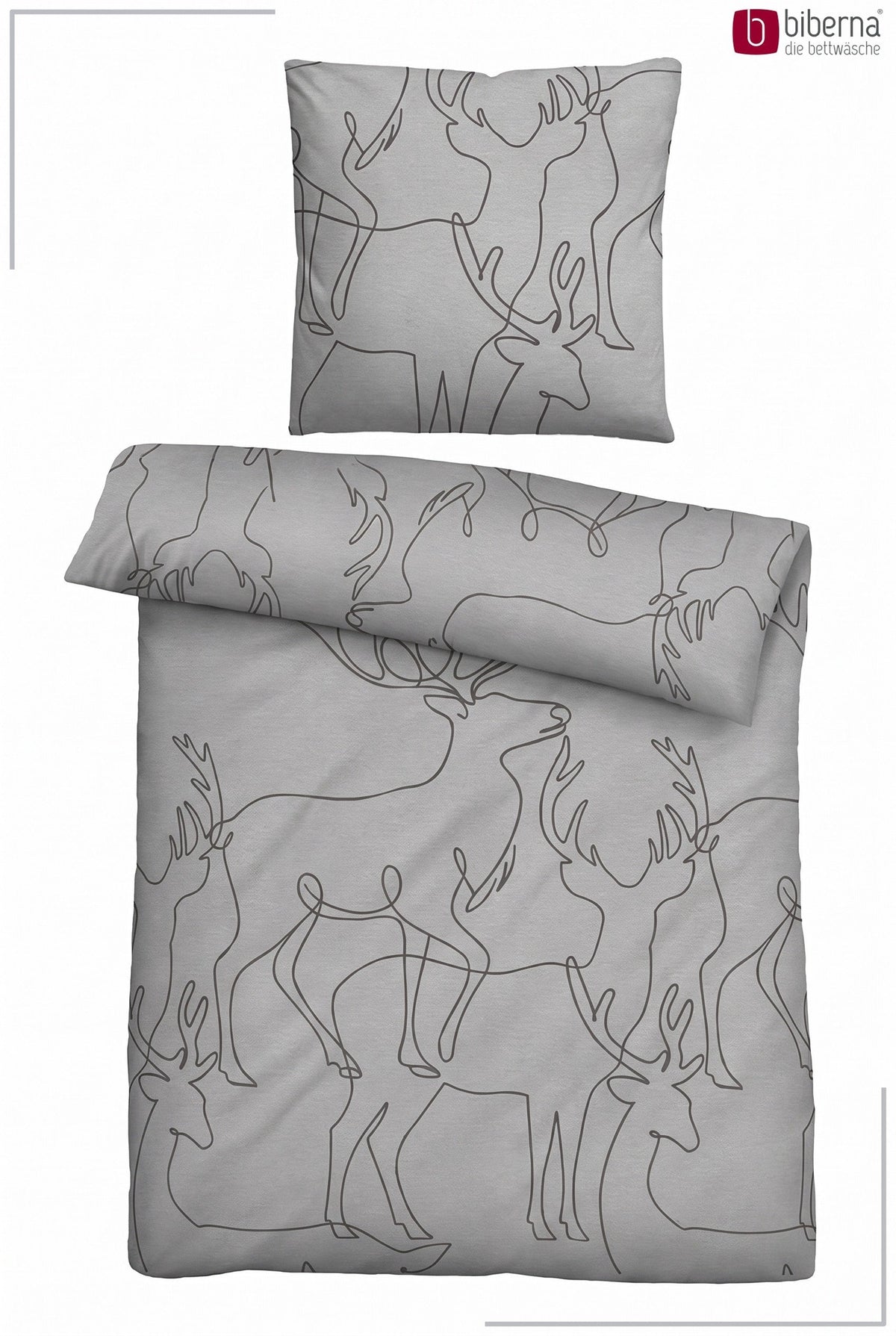 Melange-Flanell Bettwäsche Hirsch-Kontur – Biber 2.0