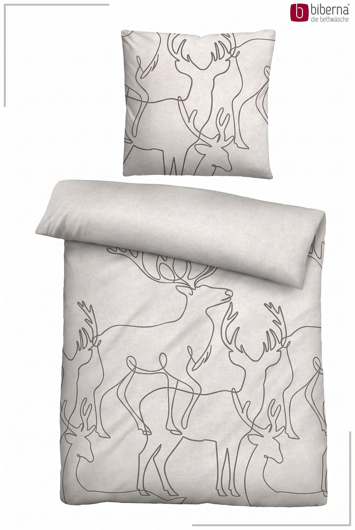 biberna Melange-Flanell Bettwäsche - Set flach ausgelegt