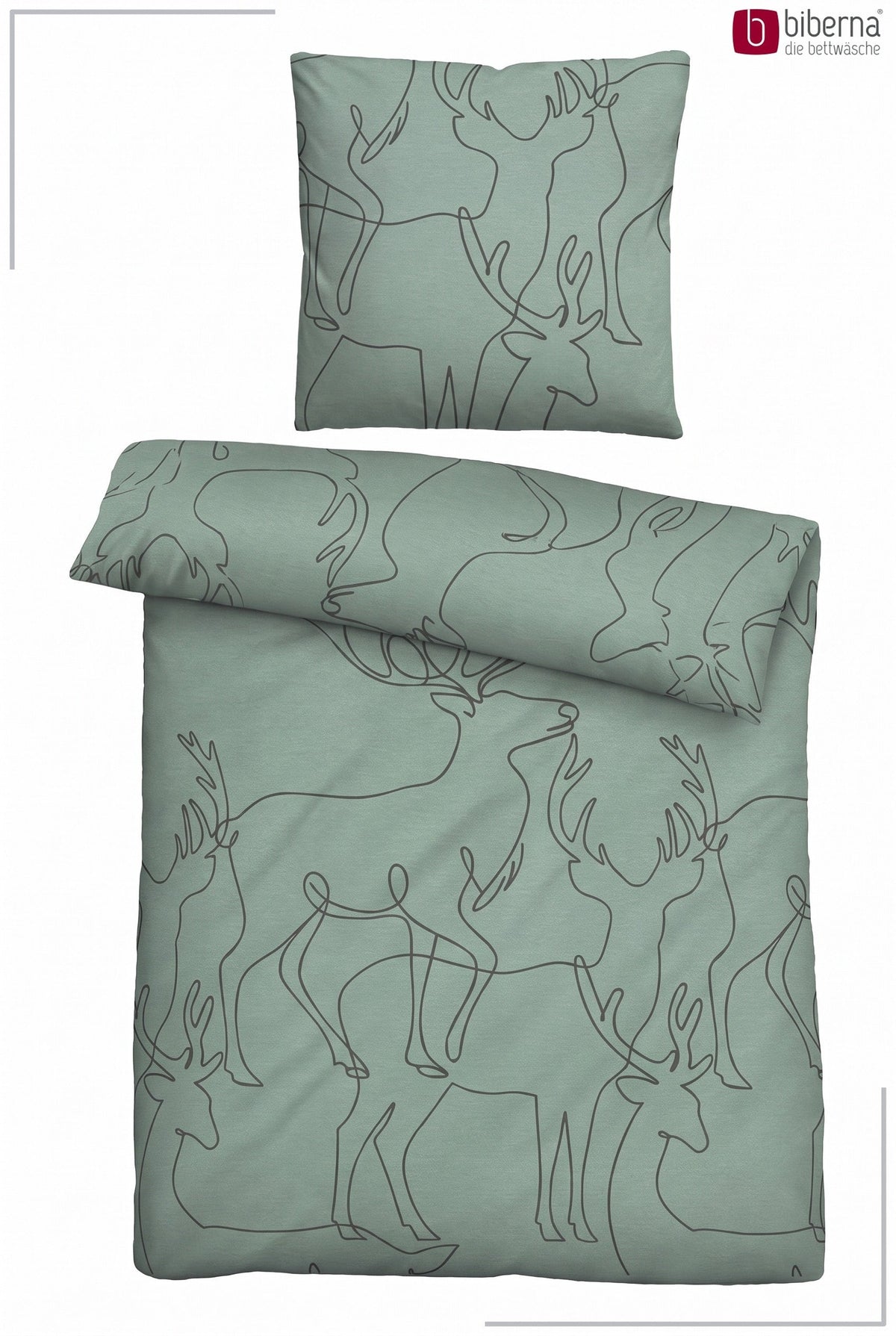biberna Melange-Flanell Bettwäsche - Set flach ausgelegt