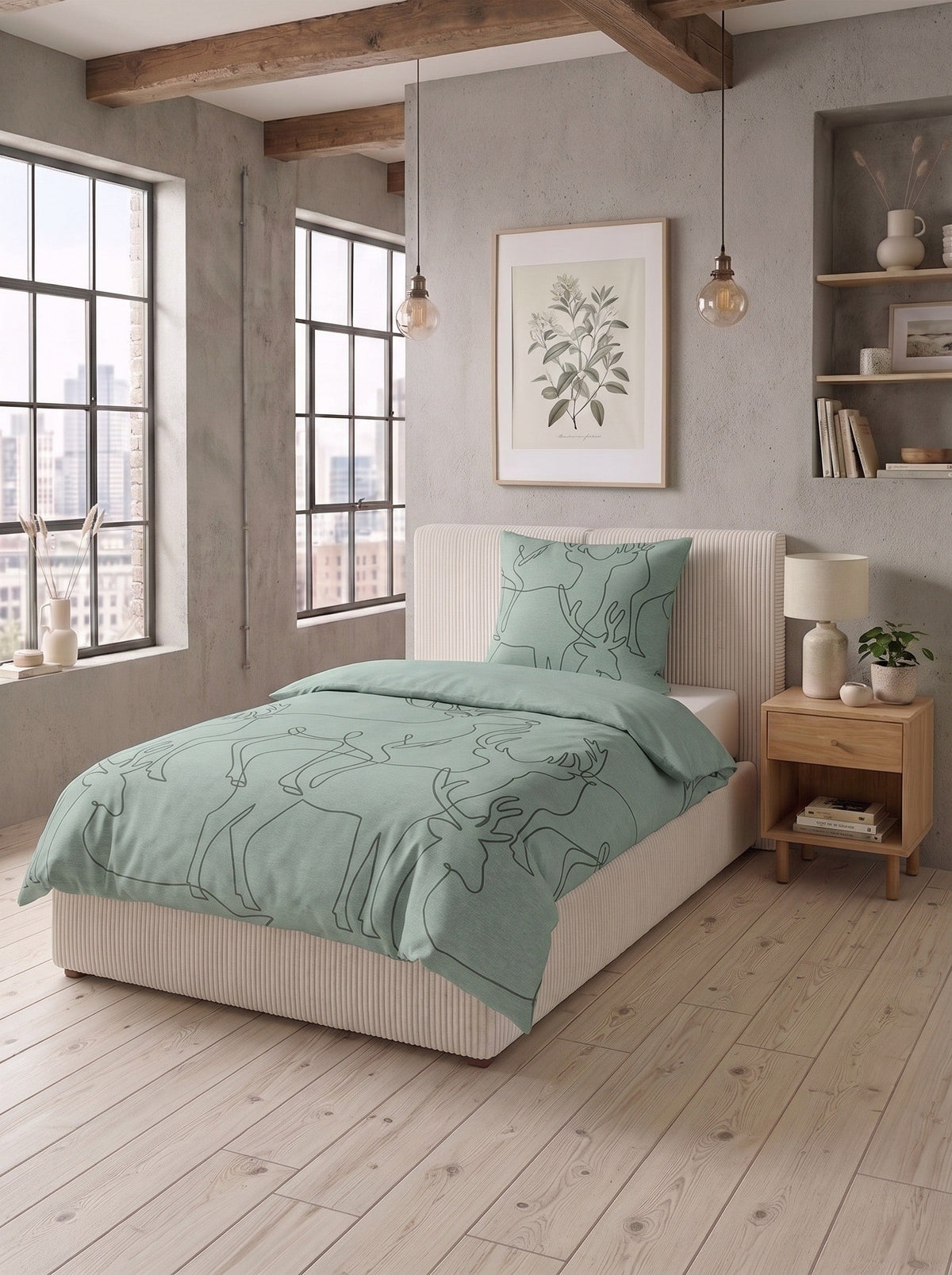 biberna Melange-Flanell Bettwäsche - im Schlafzimmer